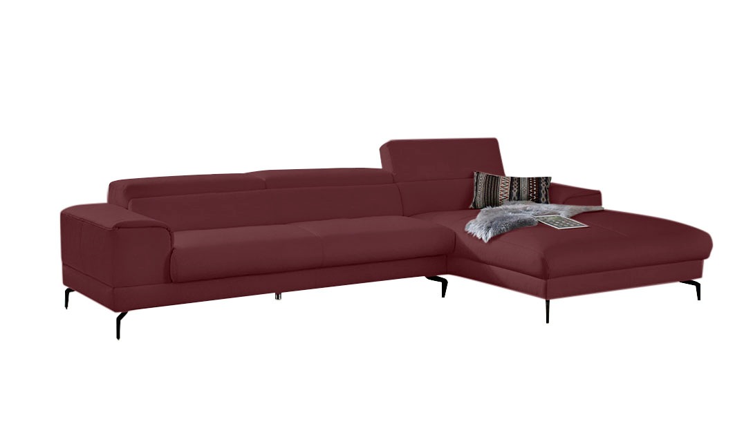 W.SCHILLIG Ecksofa »piedroo, Designsofa mit tollem Sitzkomfort, bequem, L-Form«, Kopfteilverstellung, wahlweise mit Sitztiefenverstellung, Breite 343cm