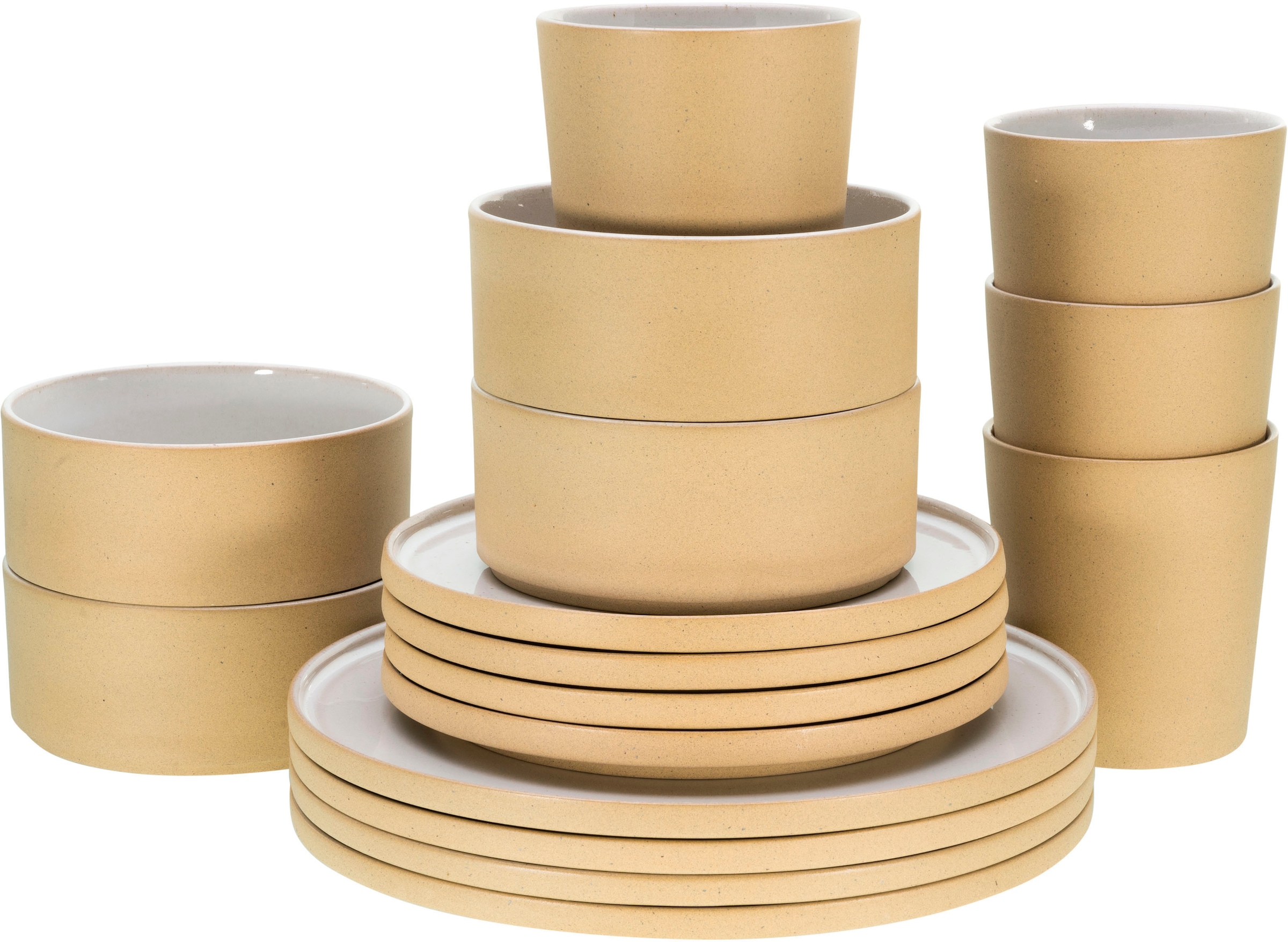 CreaTable Kombiservice »Futuro«, (Set, 16 tlg.), Service, je 4 Speiseteller, Dessertteller, Schalen, Kaffeebecher
