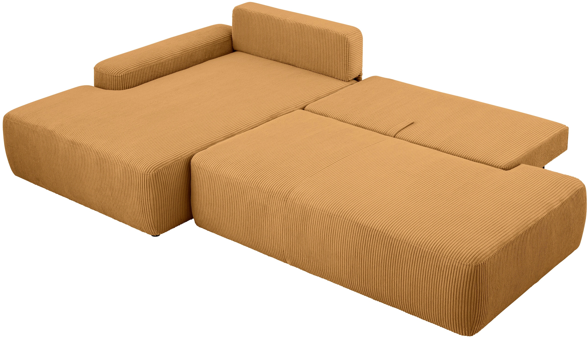 INOSIGN Ecksofa »TORGE, Schlafsofa Cord, Samtvelours u. Strukur fein, Couch in L-Form«, Schlaffunktion und Bettkasten, Liegefläche: 210x125 cm, neues Design