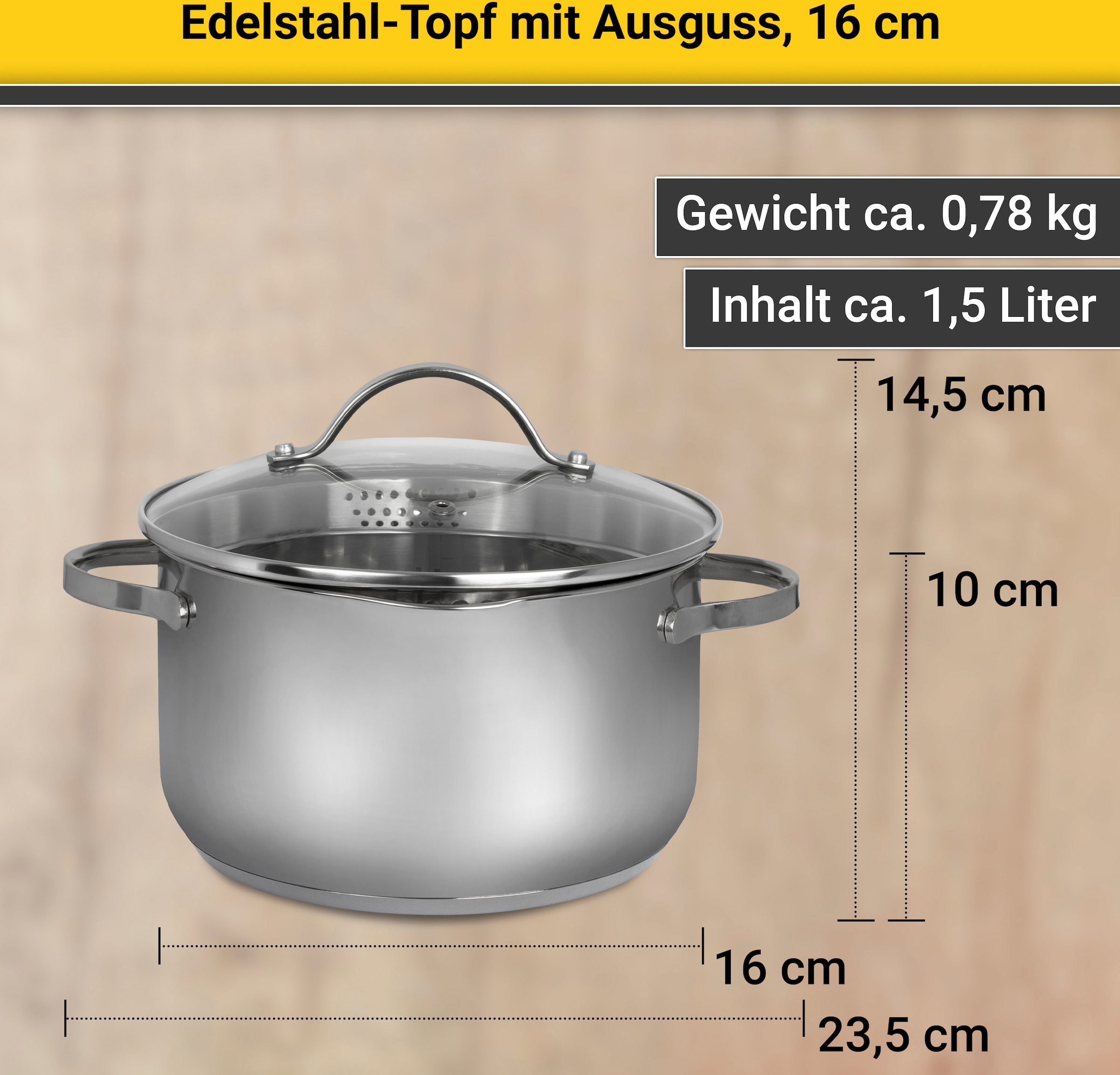 Krüger Kochtopf, Edelstahl 18/8, (1 tlg.), Induktion