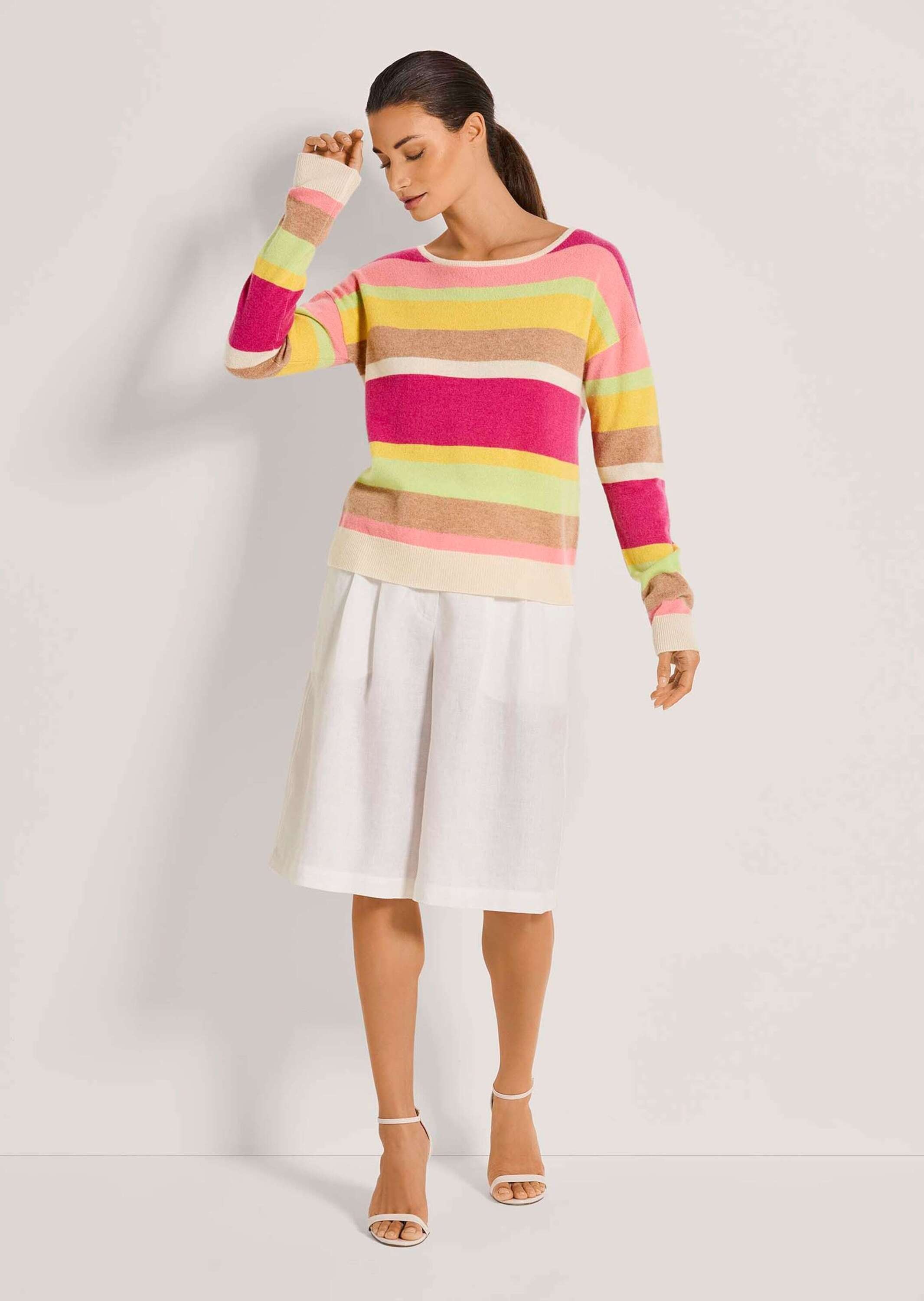 MADELEINE Longpullover »Pullover Kaschmir-Pullover mit Streifen«