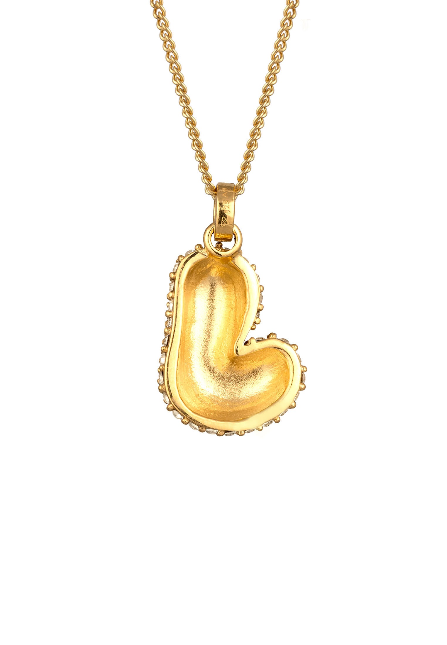 Elli Kette mit Anhänger »Halskette Buchstabe J Glas Kristalle Weiß 925 Sterling Silber vergoldet«