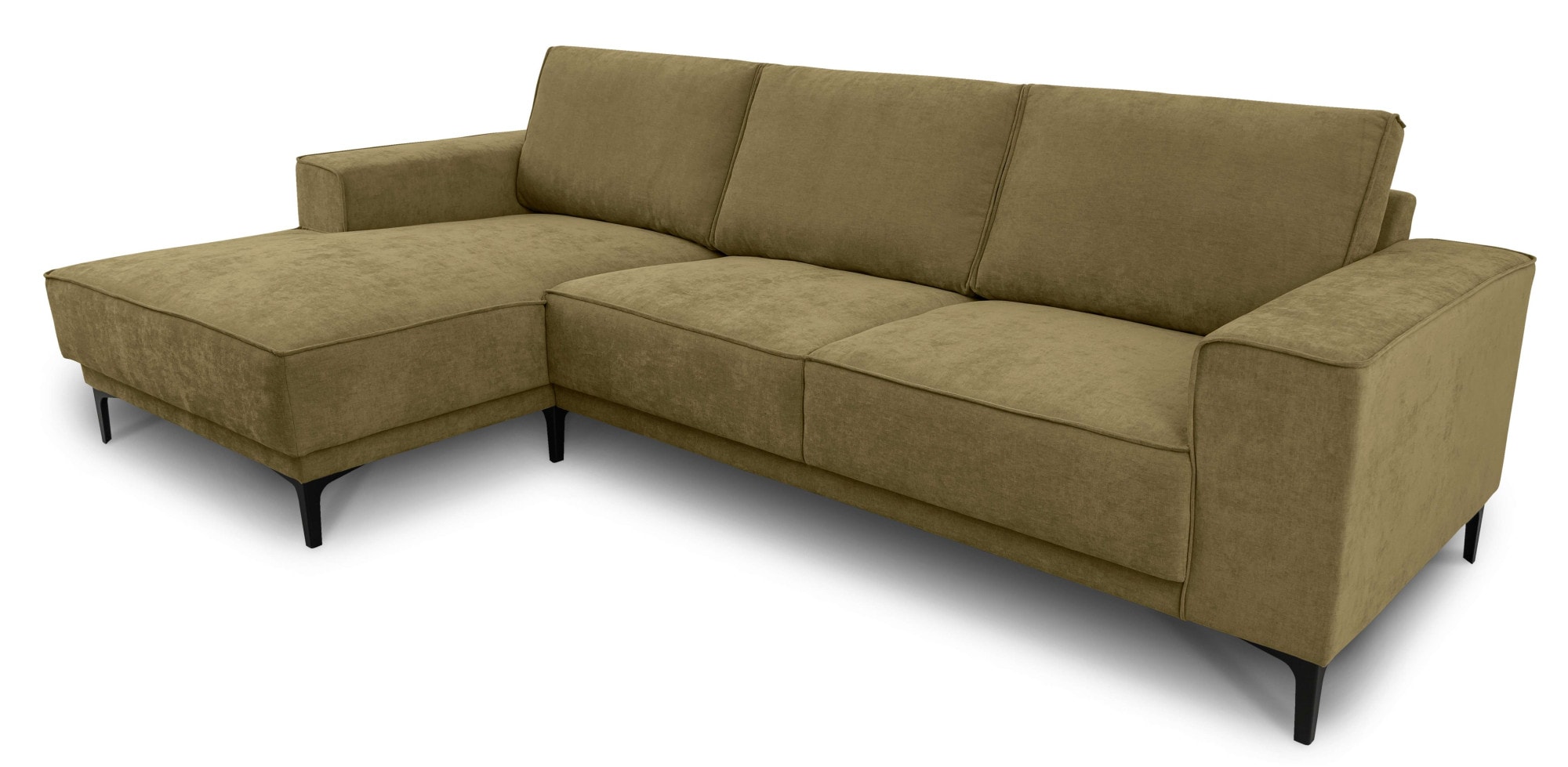 Places of Style Ecksofa »Polsterecke Oland, Struktur, Flachgewebe, Luxus-Microfaser, Boucle«, L-Form, 280 cm, Wellenunterfederung, Skandi-Design, Metallfüße
