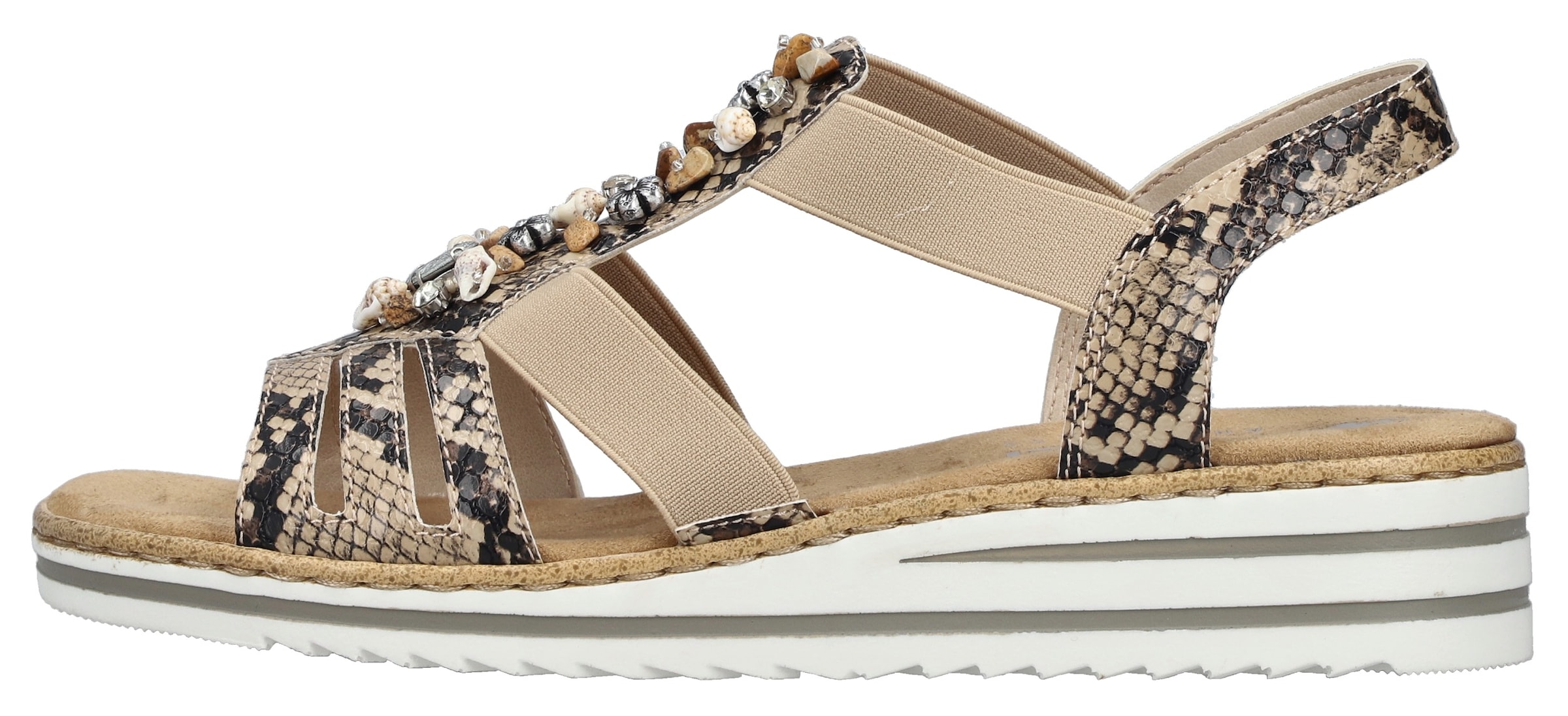 Rieker Riemchensandale  Sommerschuh, Sandalette, Keilabsatz, mit sommerlicher Verzierung