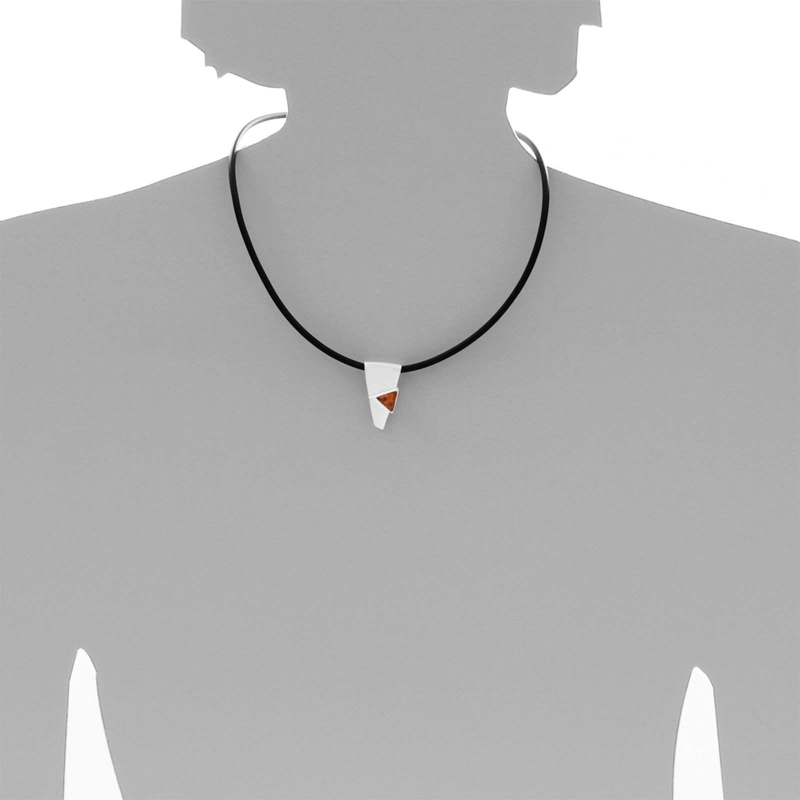 OSTSEE-SCHMUCK Kette mit Anhänger »- Gleiter-Kirsti - Kautschukband - Silber 925/000 - Bernstein«
