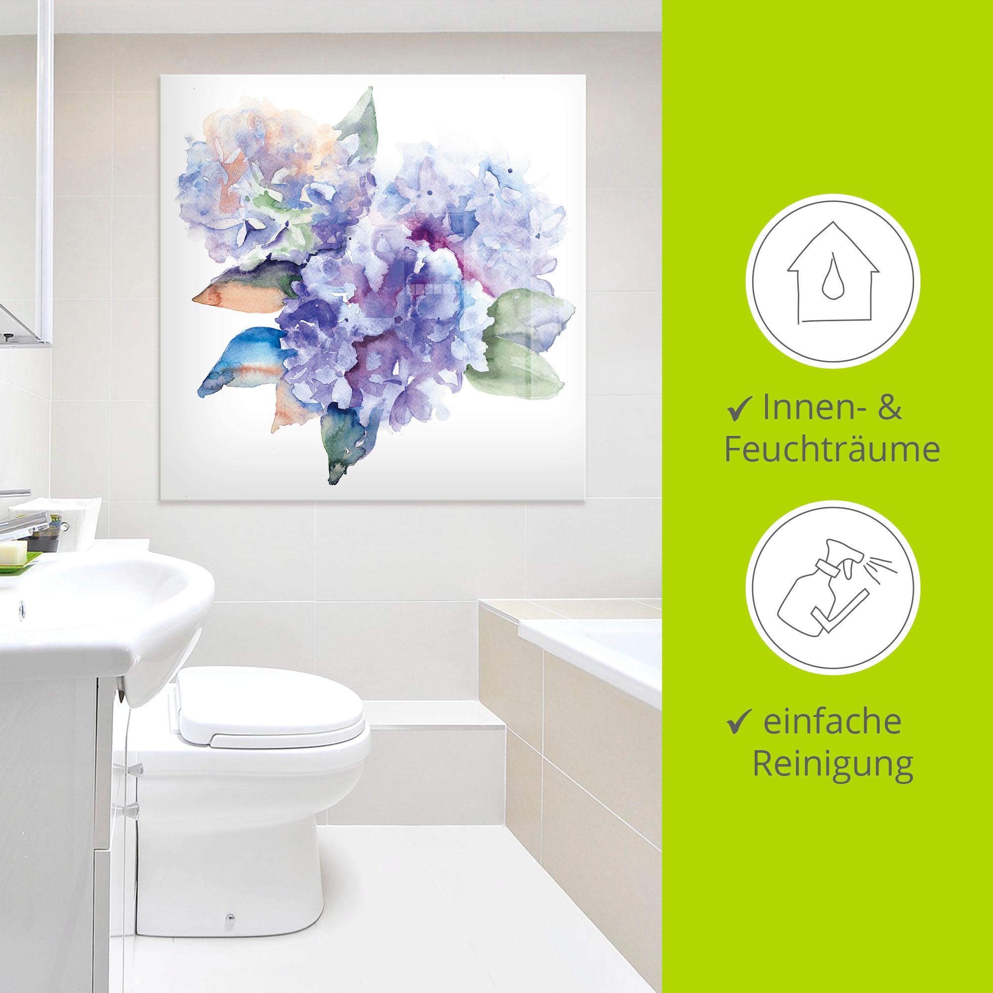 Artland Glasbild »Hortensien« Blumen 1 Stk. tlg. in verschiedenen Größen