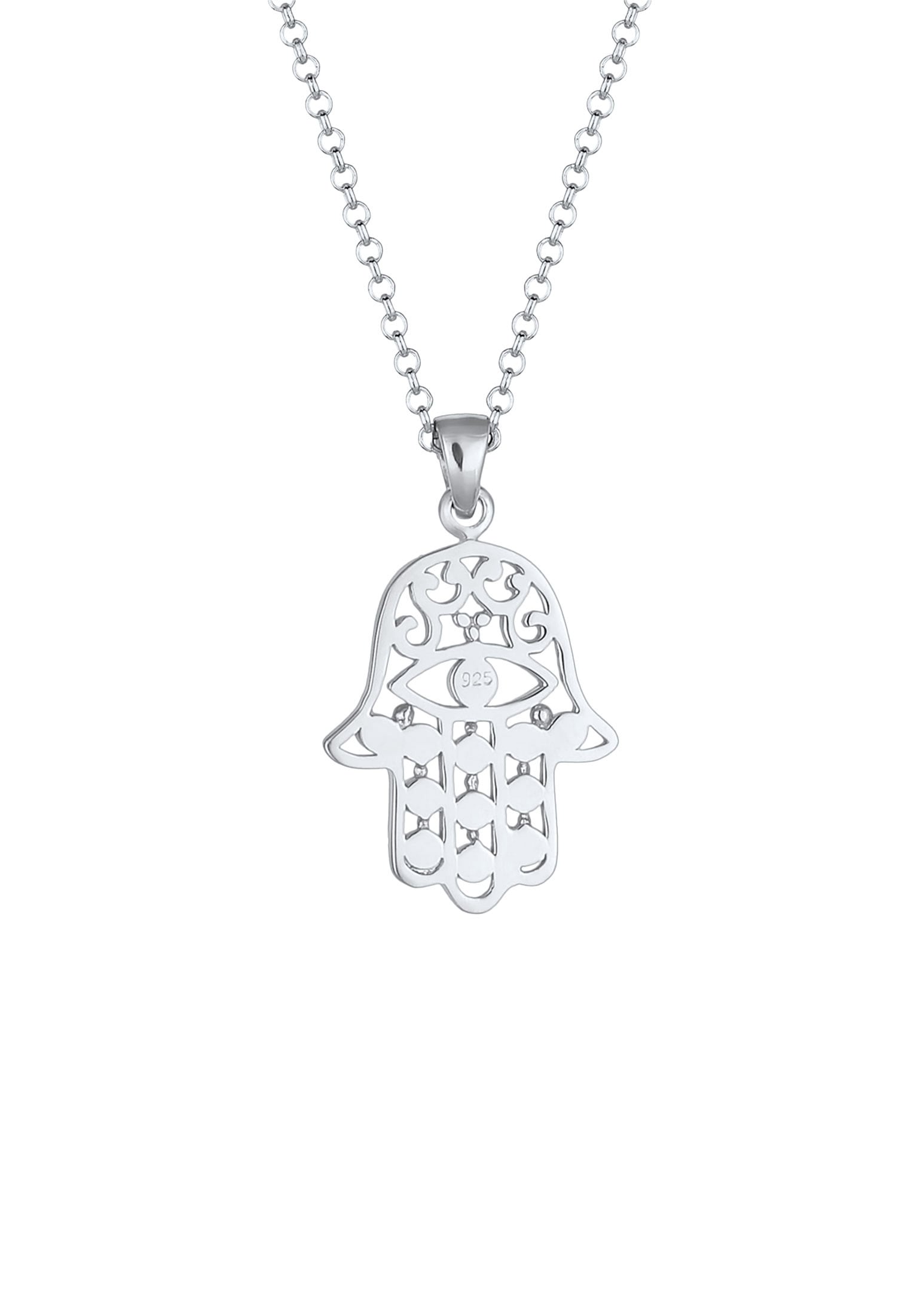 Elli Lange Kette »Halskette Hamsa Evil Eye Schutzsymbol 925 Silber, mit Kristallen von Swarovski®«