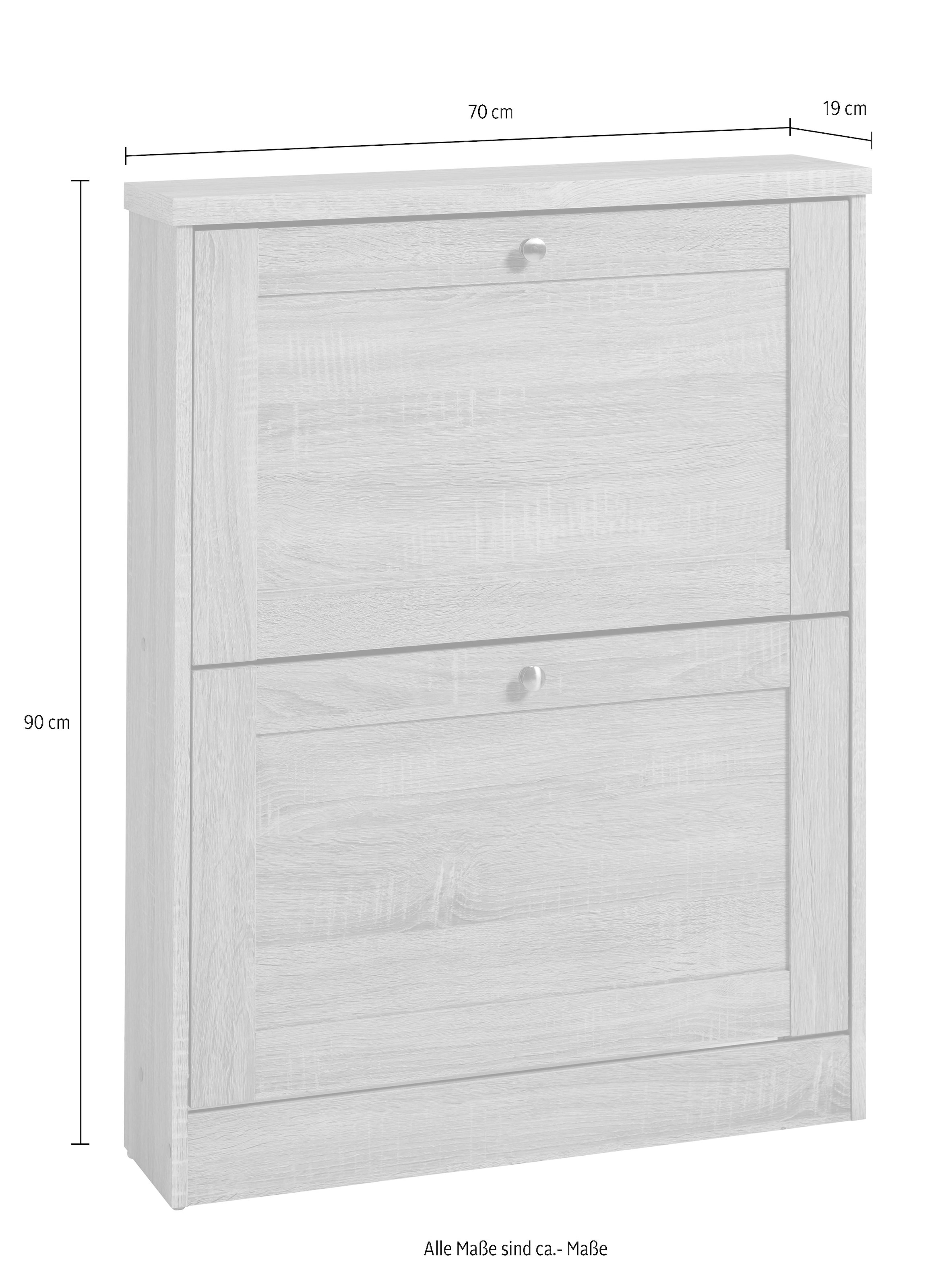 Home affaire Schuhschrank »Heide«, Breite 70 cm, mit 2 Klappen und Facettenfront