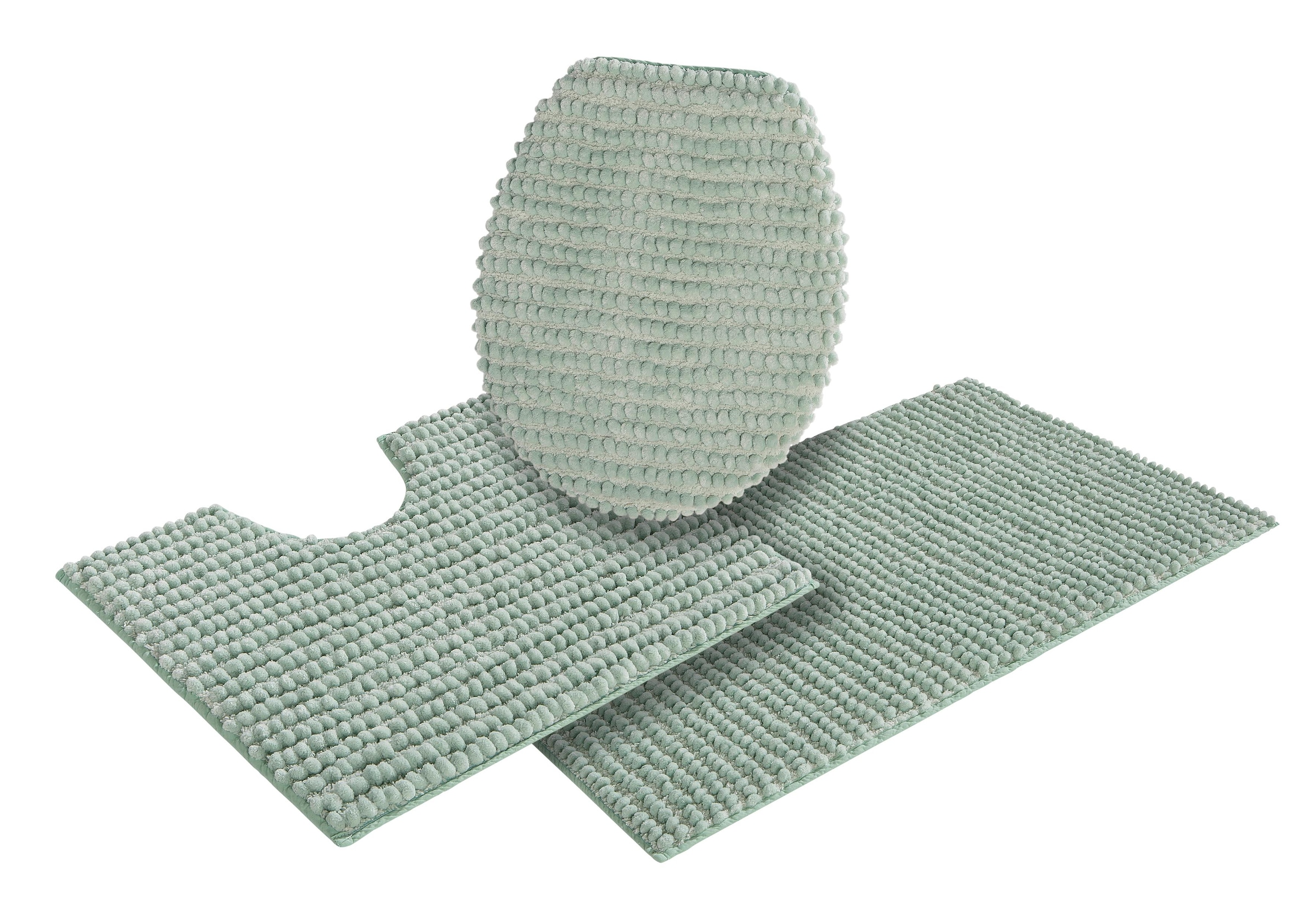 my home Badematte »Renat, Badvorleger, Badezimmer Teppich, Scandi«, fußbodenheizungsgeeignet-schnell trocknend-strapazierfähig, Badteppich, Badgarnitur, Chenille-Optik, auch als 3 tlg. Set