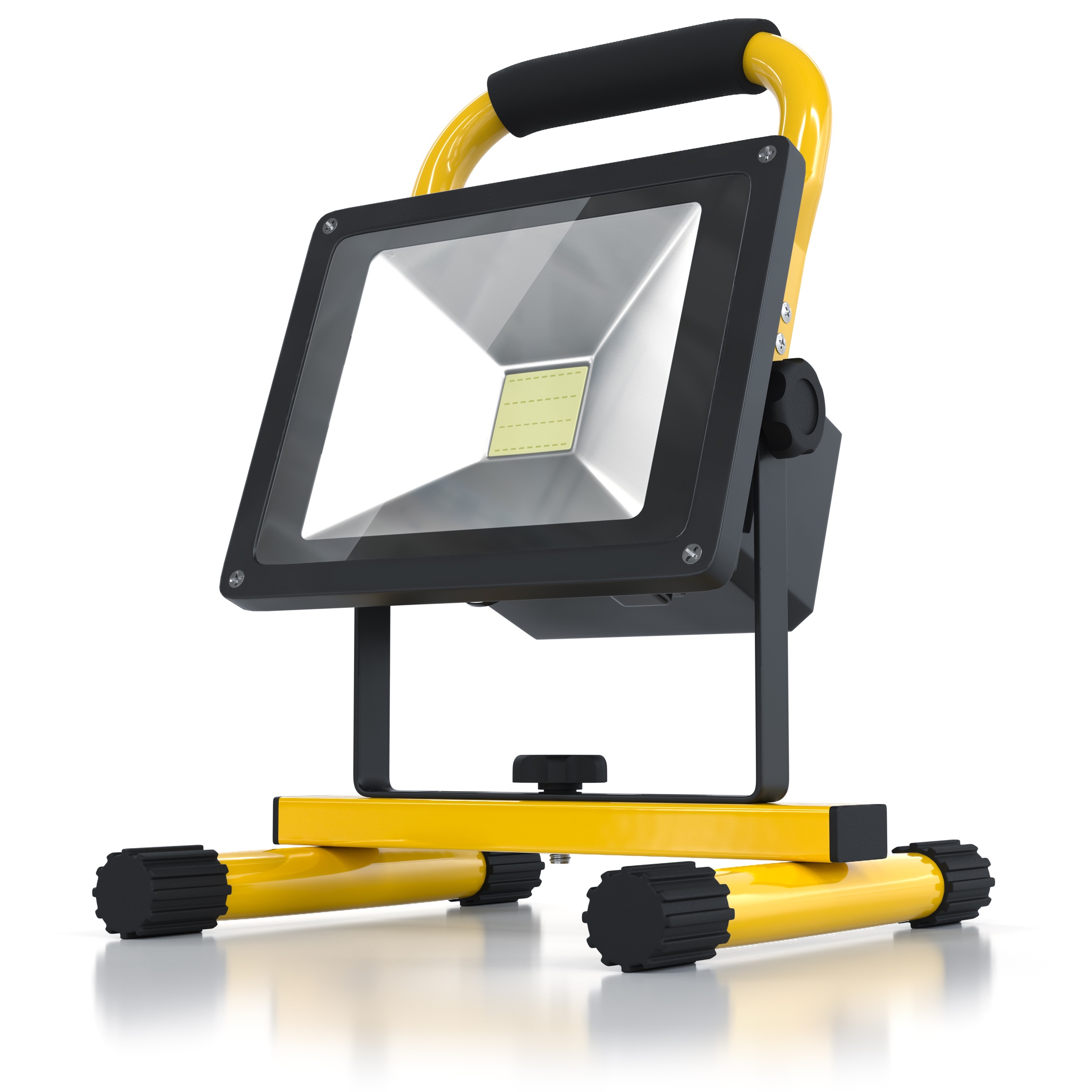 Brandson Akku LED Baustrahler 20W für Innen & Außen »Baulampe mit Standgestell & Tragegriff«
