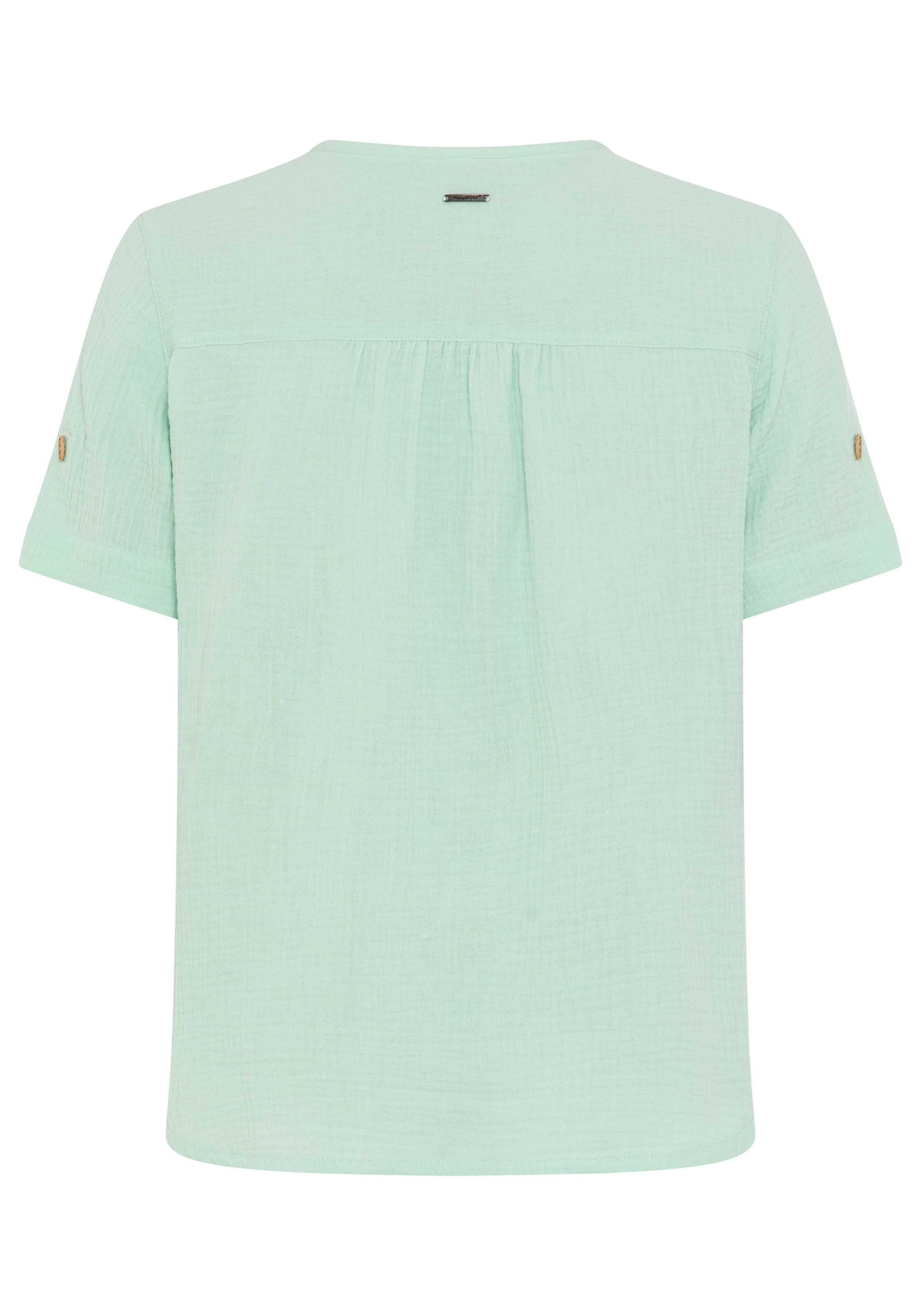 KangaROOS Kurzarmbluse Kurzarm mit Aufschlag und Riegel, Rundhalsausschnitt