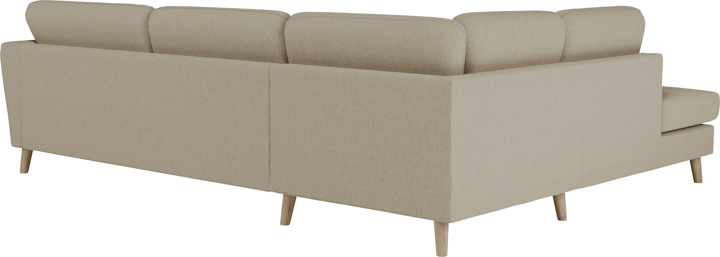 Home affaire Ecksofa »MARSEILLE 278/202 cm, L-Form, Ottom. rechts/links, verschiedene Bezüge«, Massivholzbeine Eiche, Landhausstil, Wellenunterfederung