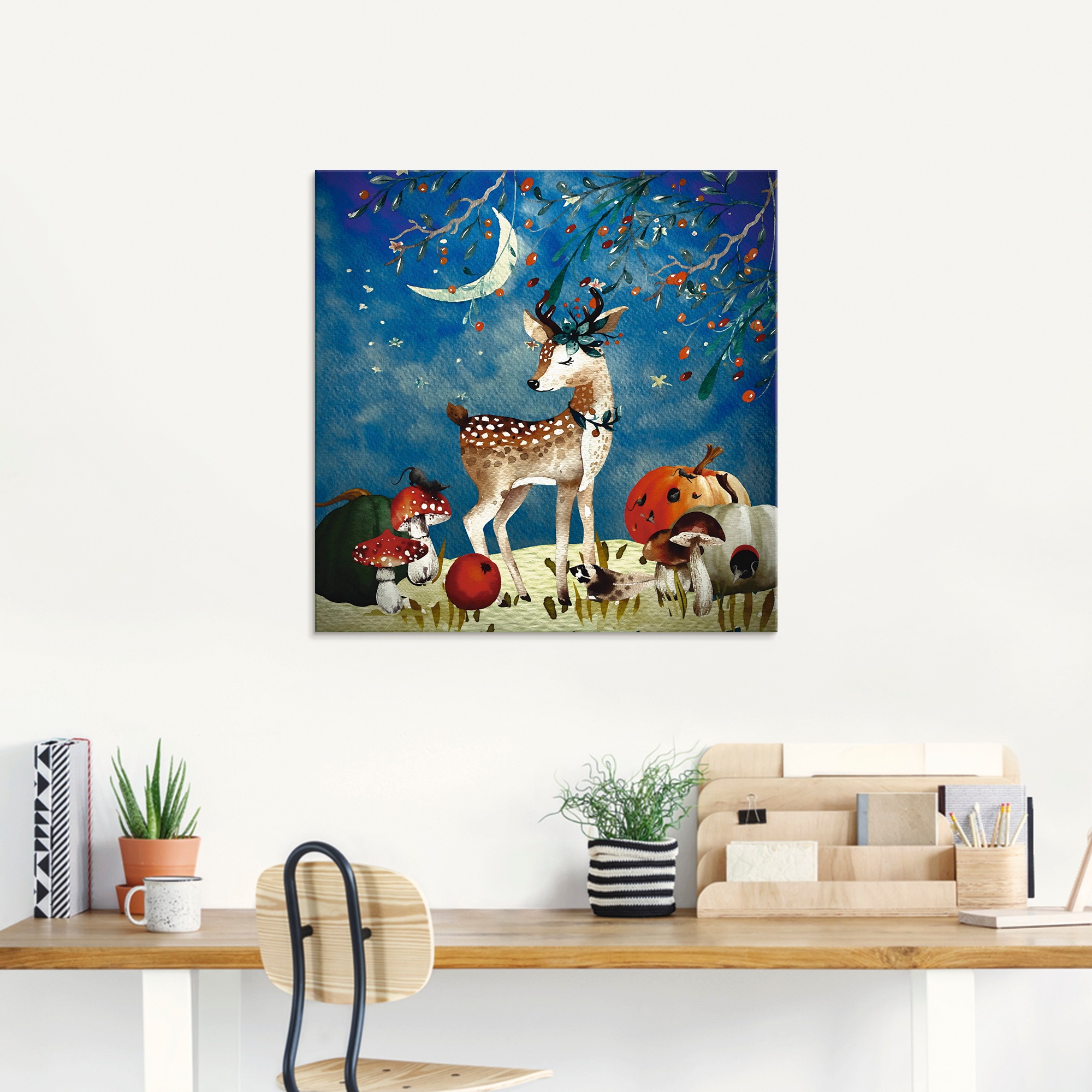 Artland Glasbild »Das müde Reh«, Tiere, (1 St.), in verschiedenen Größen