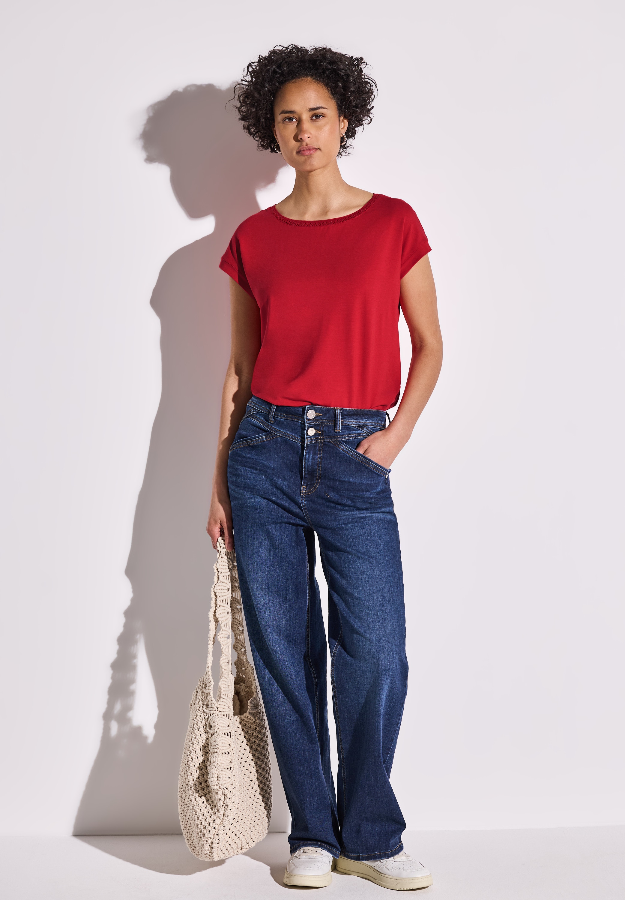 STREET ONE T-Shirt, mit Dekortape und elastischem Saum