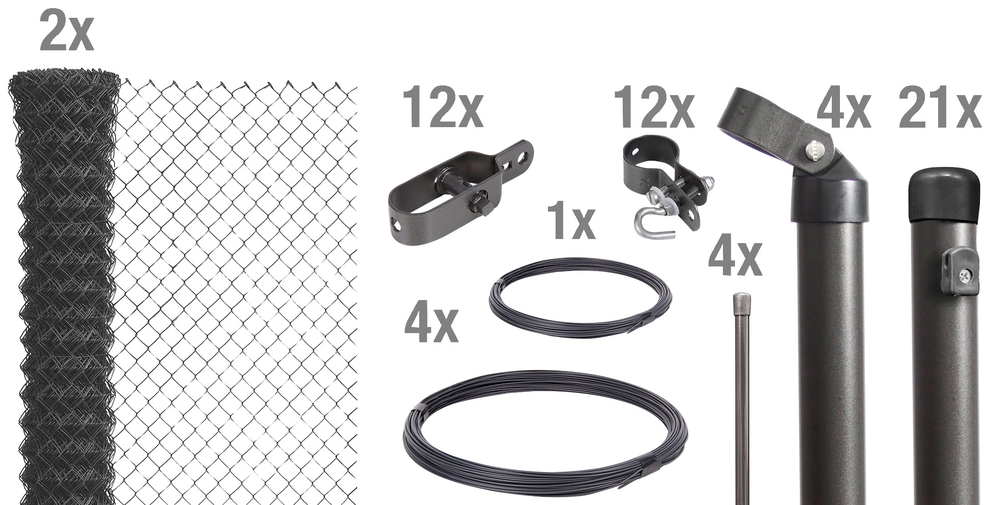 Alberts Maschendrahtzaun, (Set), 80 cm hoch, 50 m, anthrazit beschichtet, zum Einbetonieren