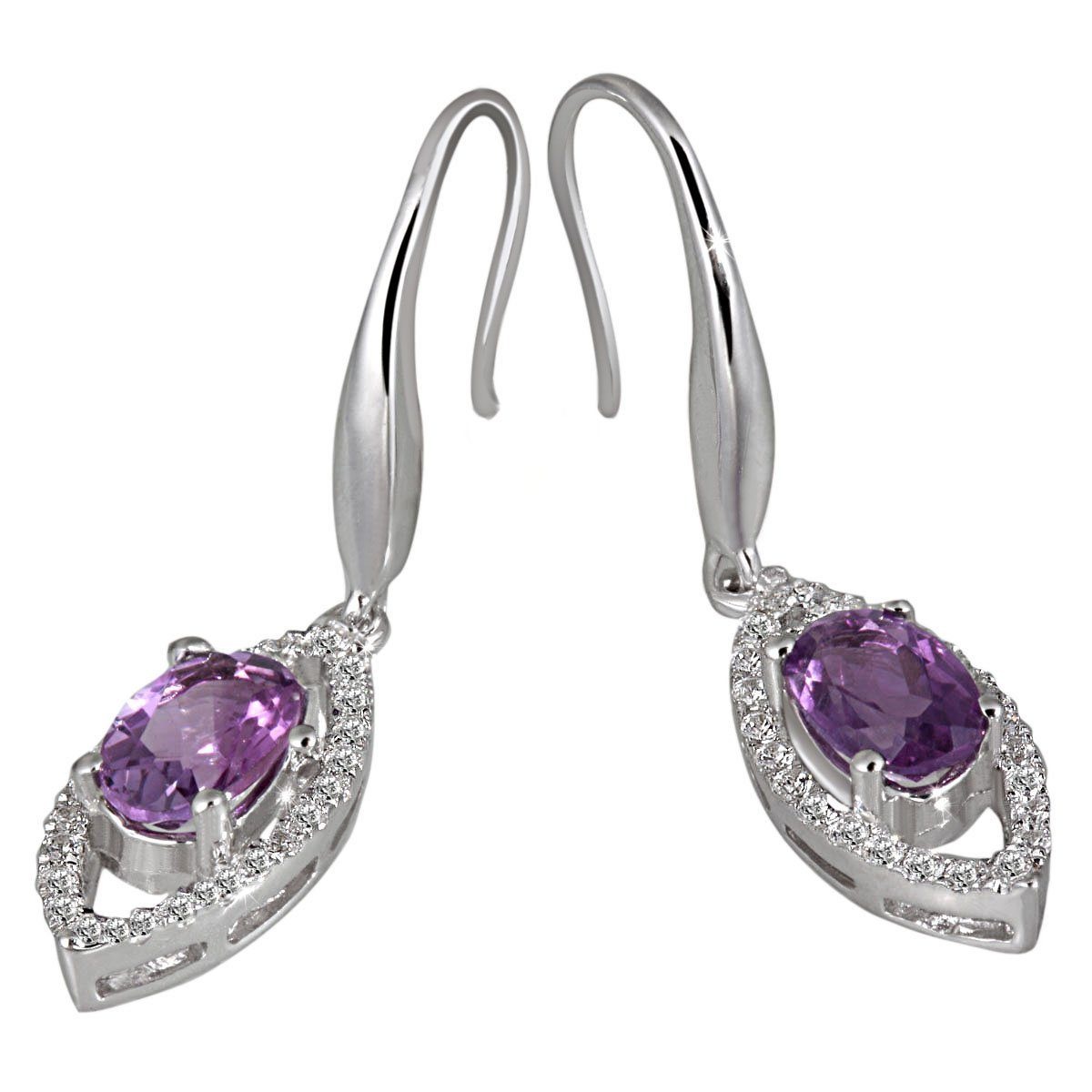 goldmaid Paar Ohrhänger Silber 925/- Amethyst Zirkonia PremiumShine