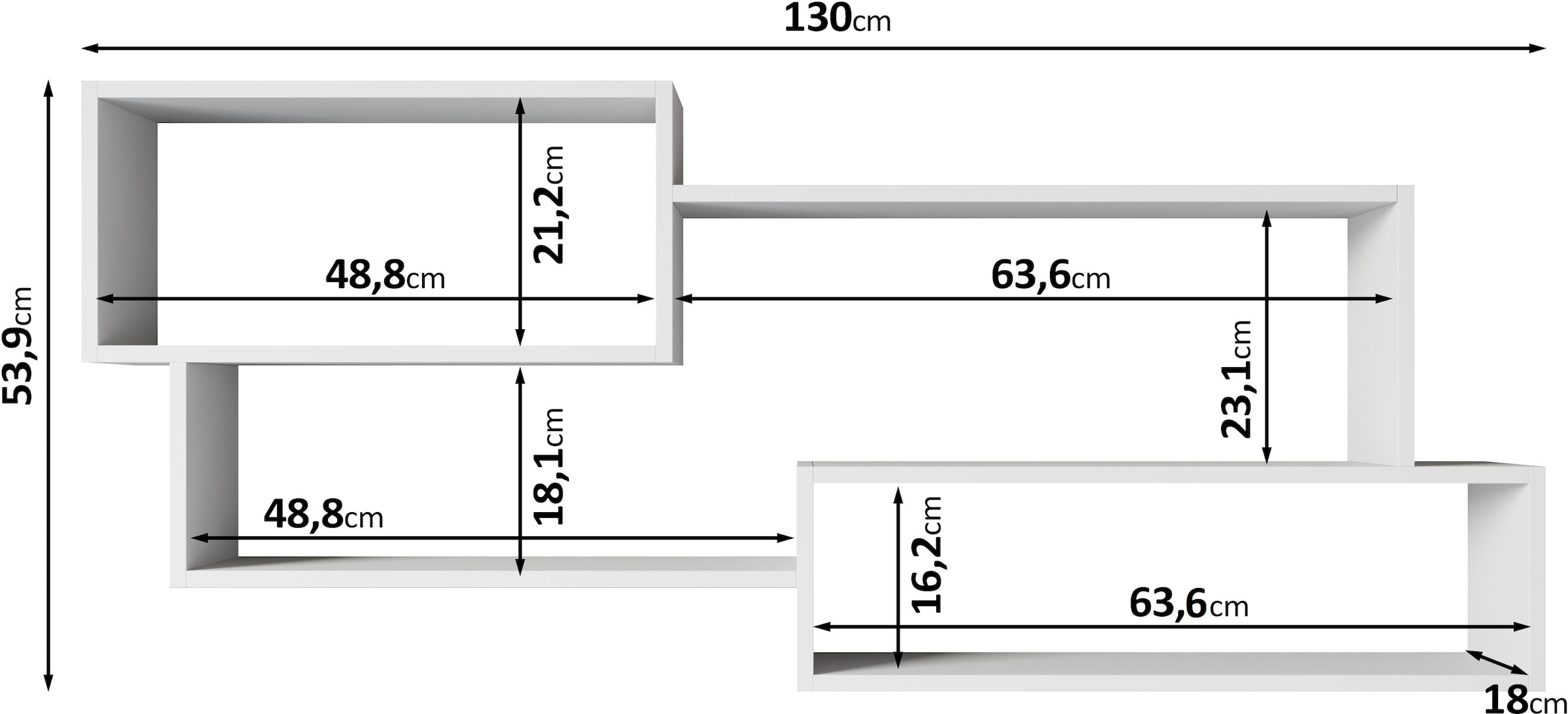 INOSIGN Wandboard »Wandregal Trio 005«, (1 St.), Ideal als Bücherregal, Dekoregal oder Ablage im Büro