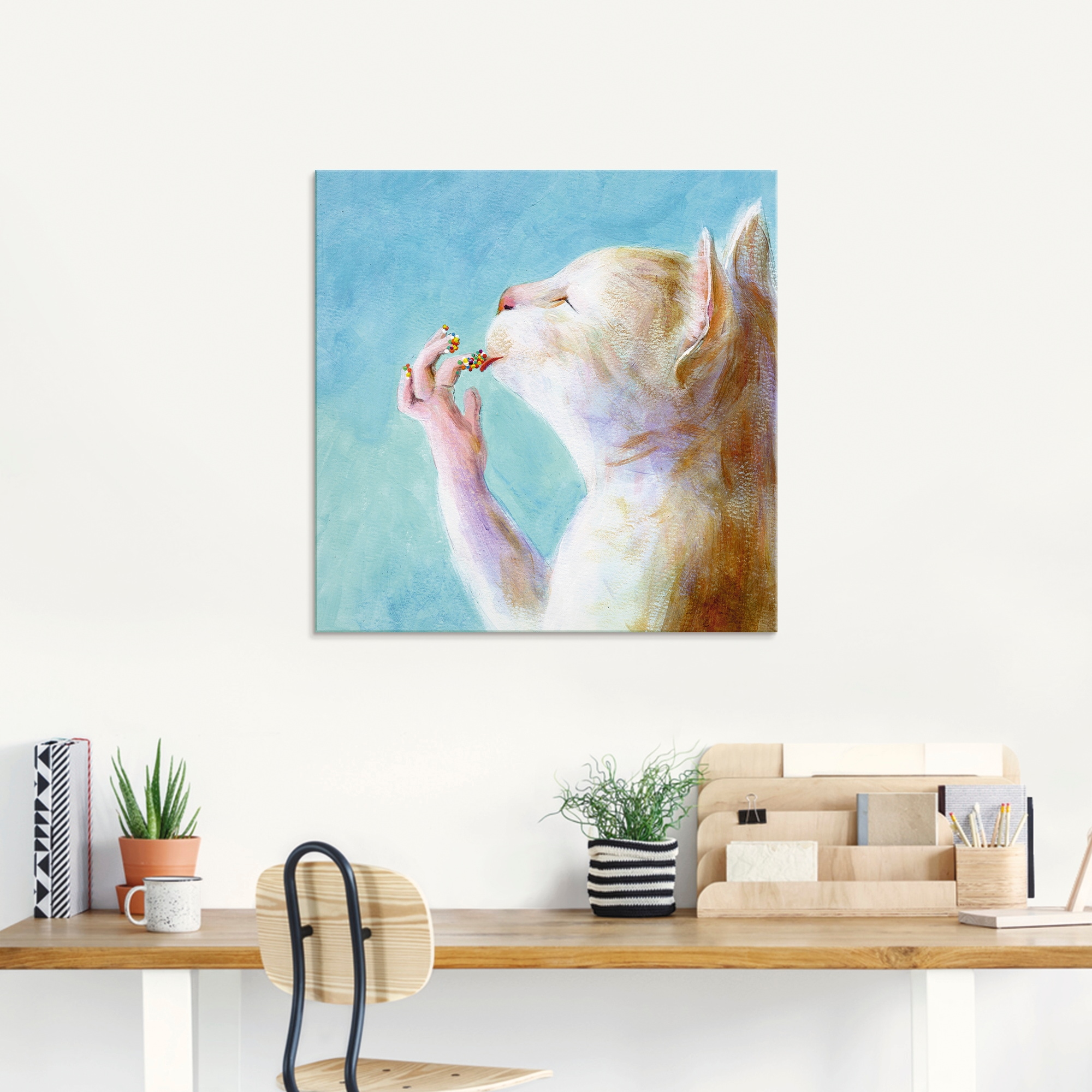 Artland Glasbild »Naschkatze«, Haustiere, (1 St.), in verschiedenen Größen