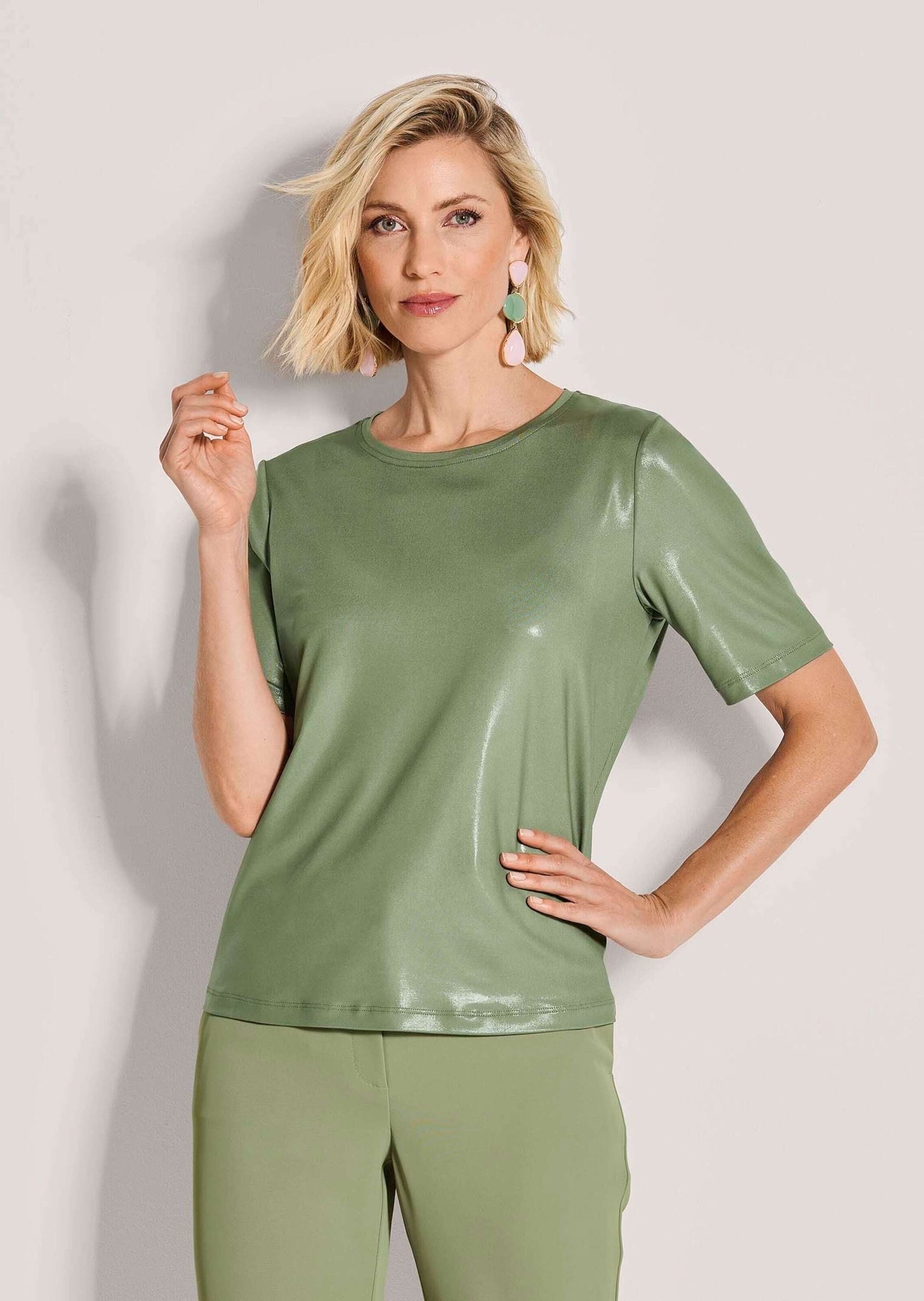 MADELEINE Kurzarmshirt »Shirt Kurzarm Oberteil mit Glanzdruck« Glanzdruck