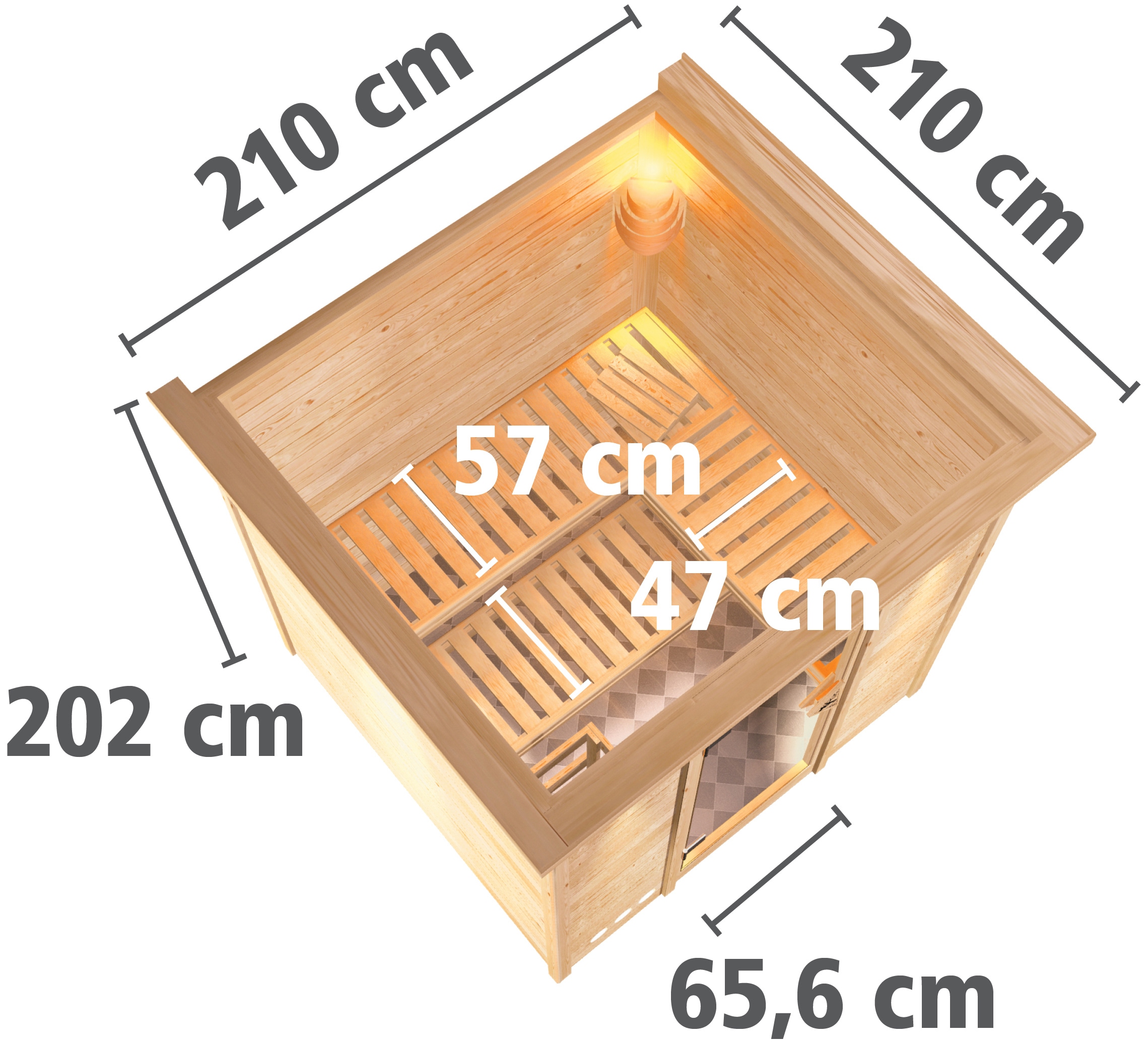 Karibu Sauna »Romina« Set,  Ofen 9 kW Bio externe Strg easy