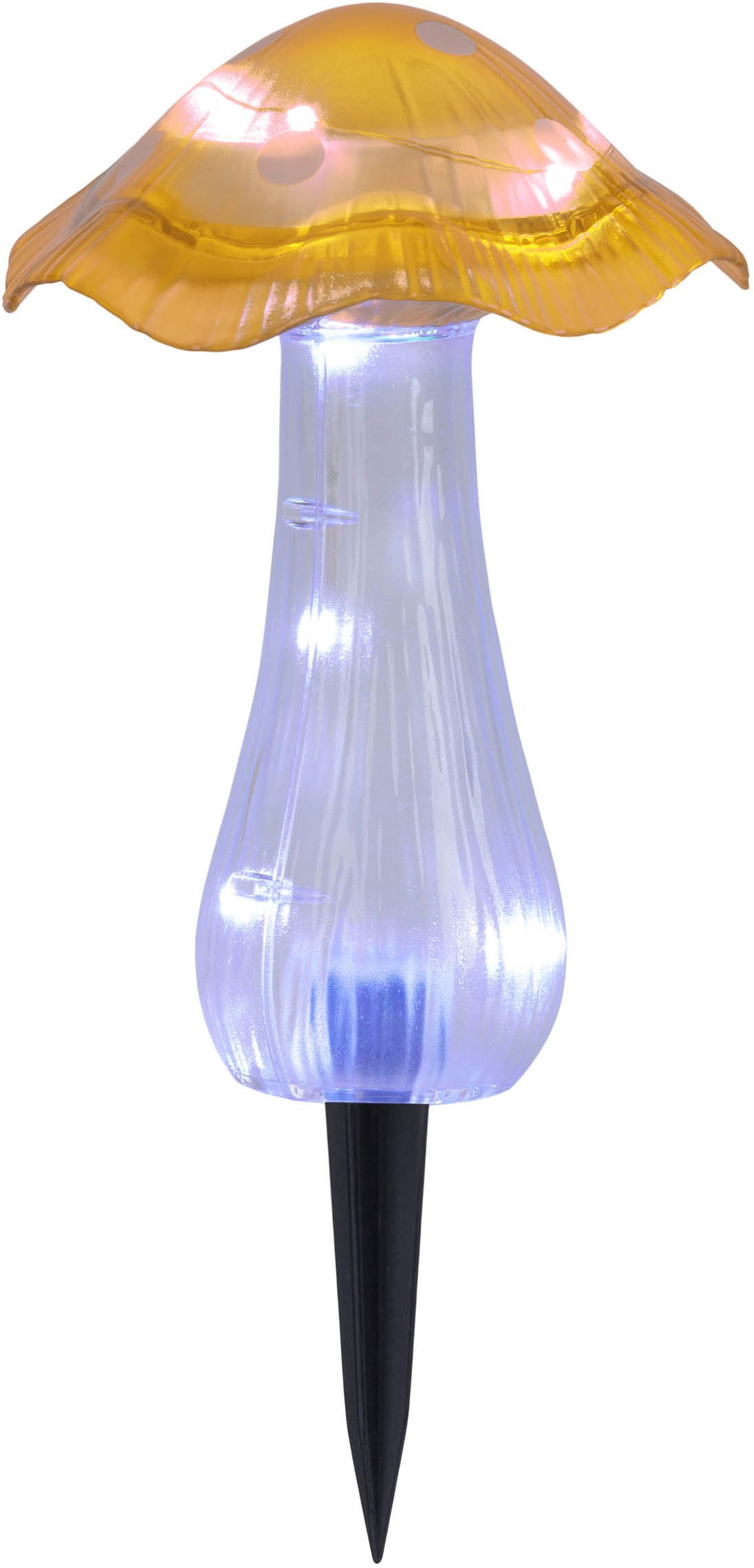 näve LED Solarleuchte »Mantar« LED-Modul 2 Stk. Kaltweiß 2er Set Dekoerdspieß Pilze rot und gelb, Dämmerungssensor, kaltweiß