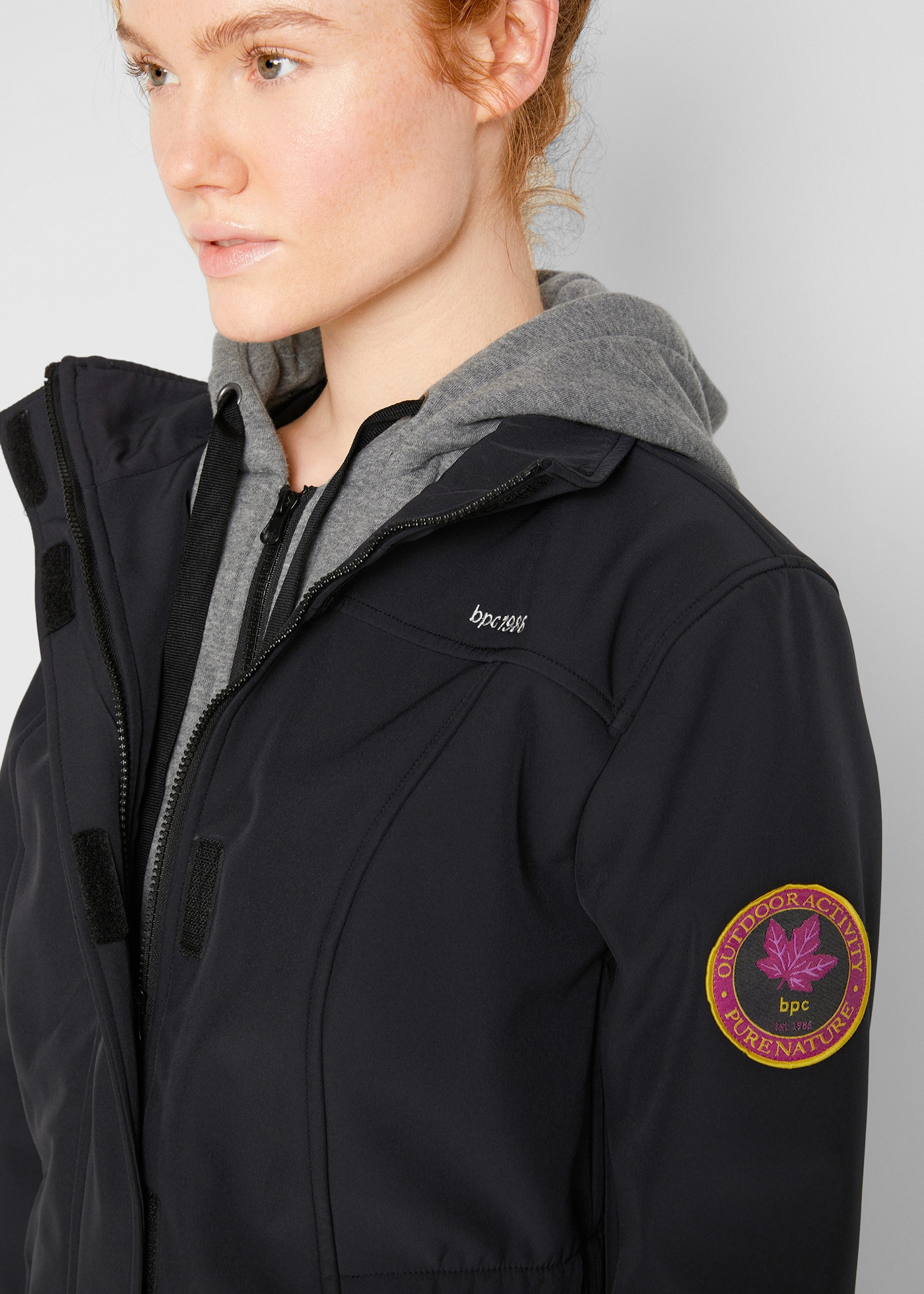 bonprix Softshelljacke mit Kapuze Langjacke mit herausnehmbarem Sweat-Einsatz