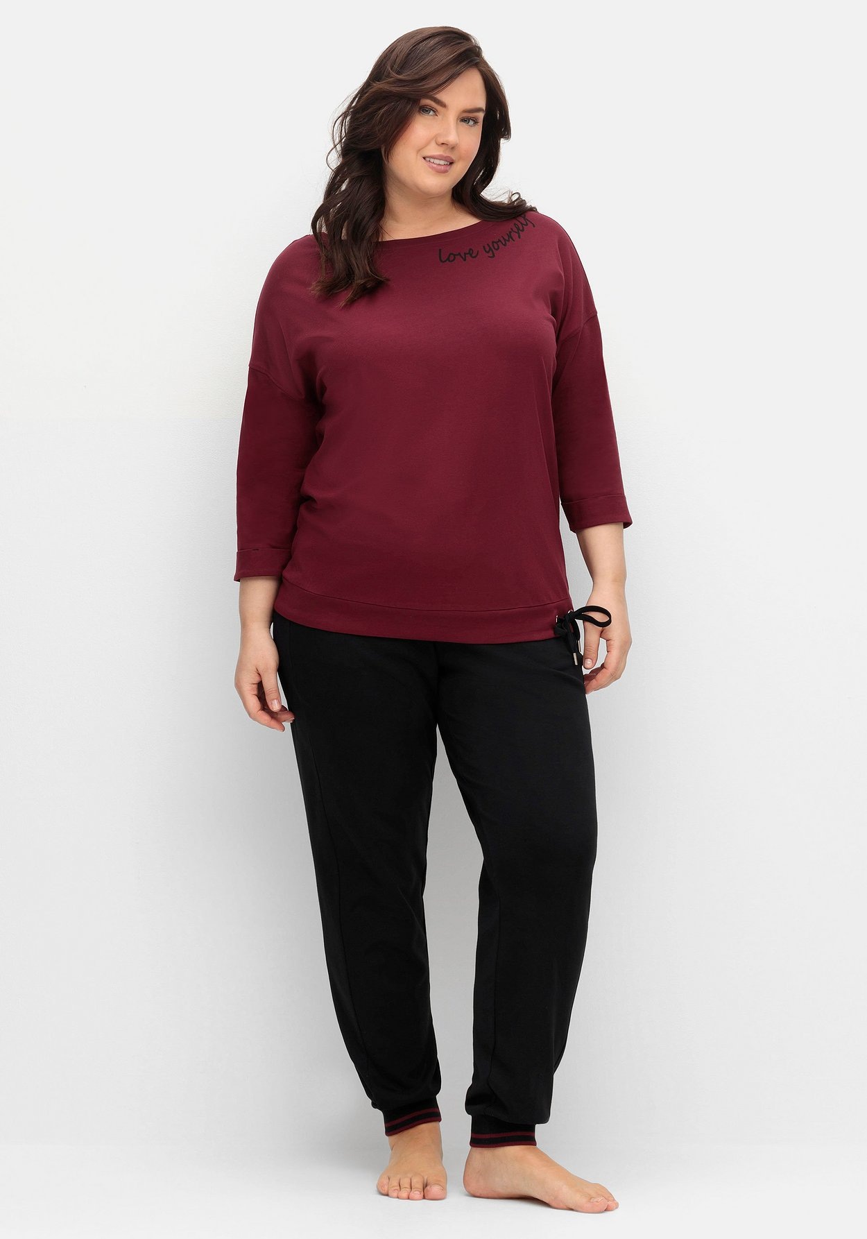 Sheego Langarmshirt »Oversized-Shirt mit Bindeband am Saum«, mit Bindeband am Saum