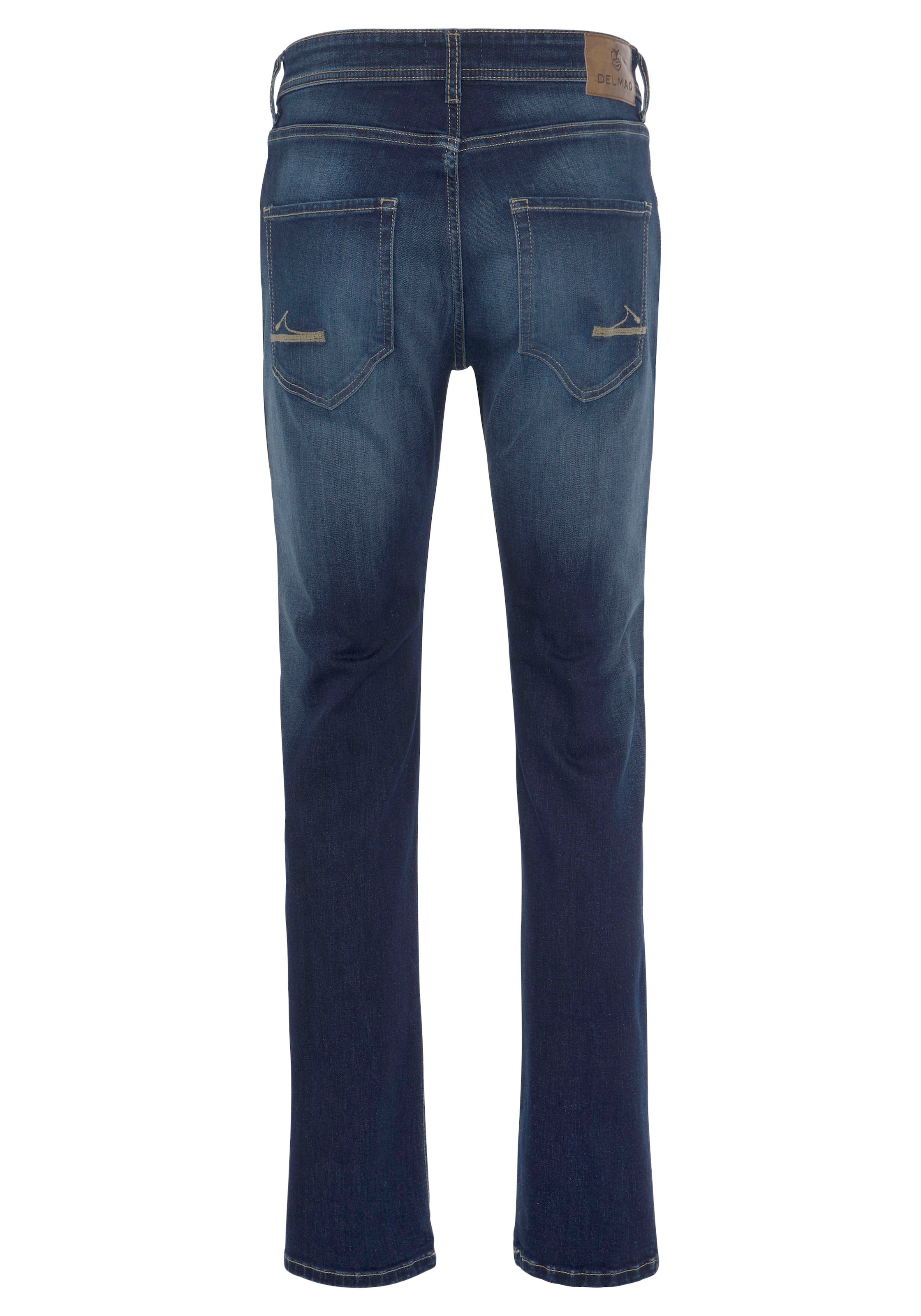 DELMAO Stretch-Jeans »"Reed"«, gerader Beinschnitt, Used-Look-Waschung, niedrige Leibhöhe