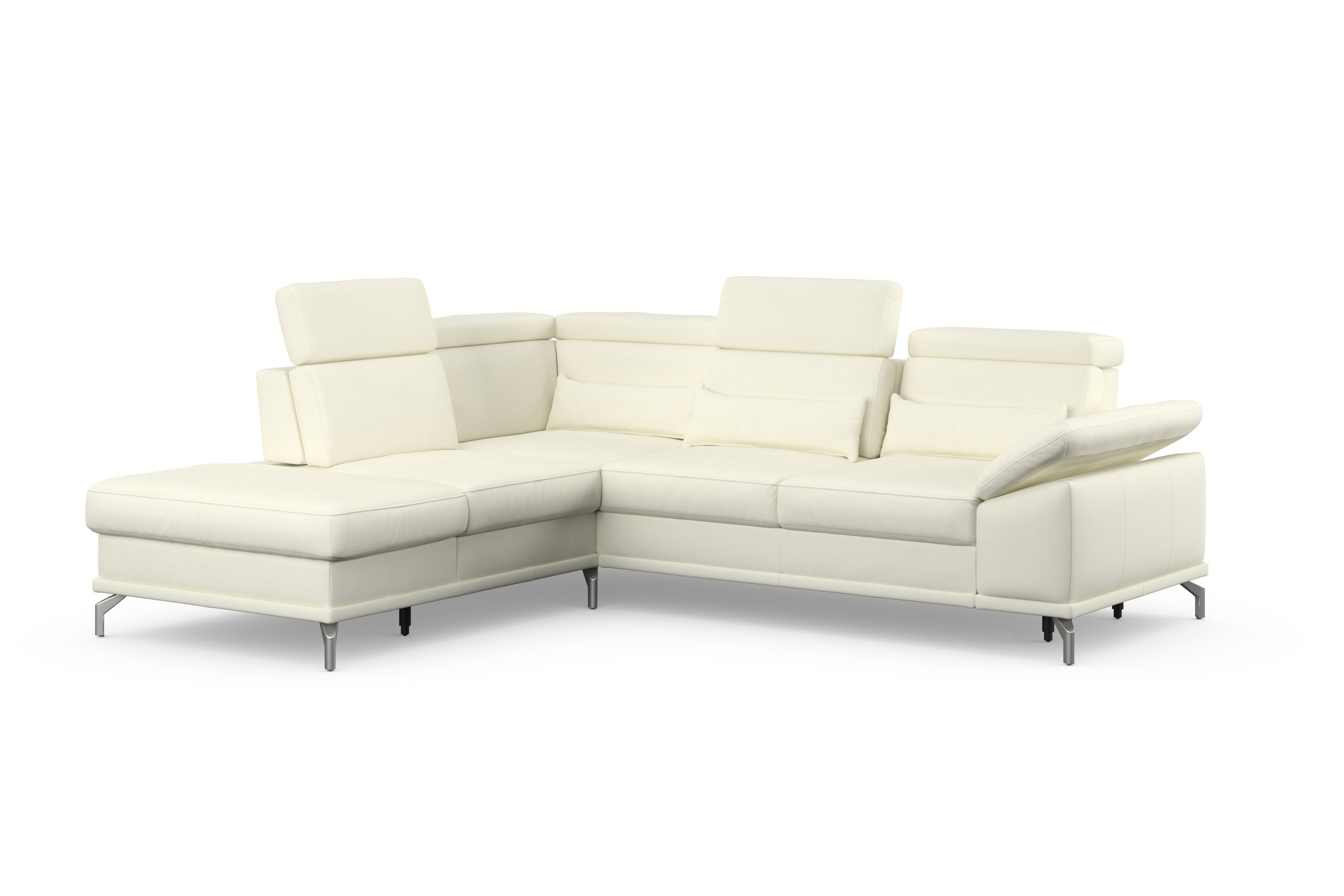 sit&more Ecksofa »Cabrio L-Form, B: 274 cm, mit Sitztiefen-, Arm- & Kopfteilverstellung«, 3 Nierenkissen, Federkern, optional Bettfunktion und Stauraum