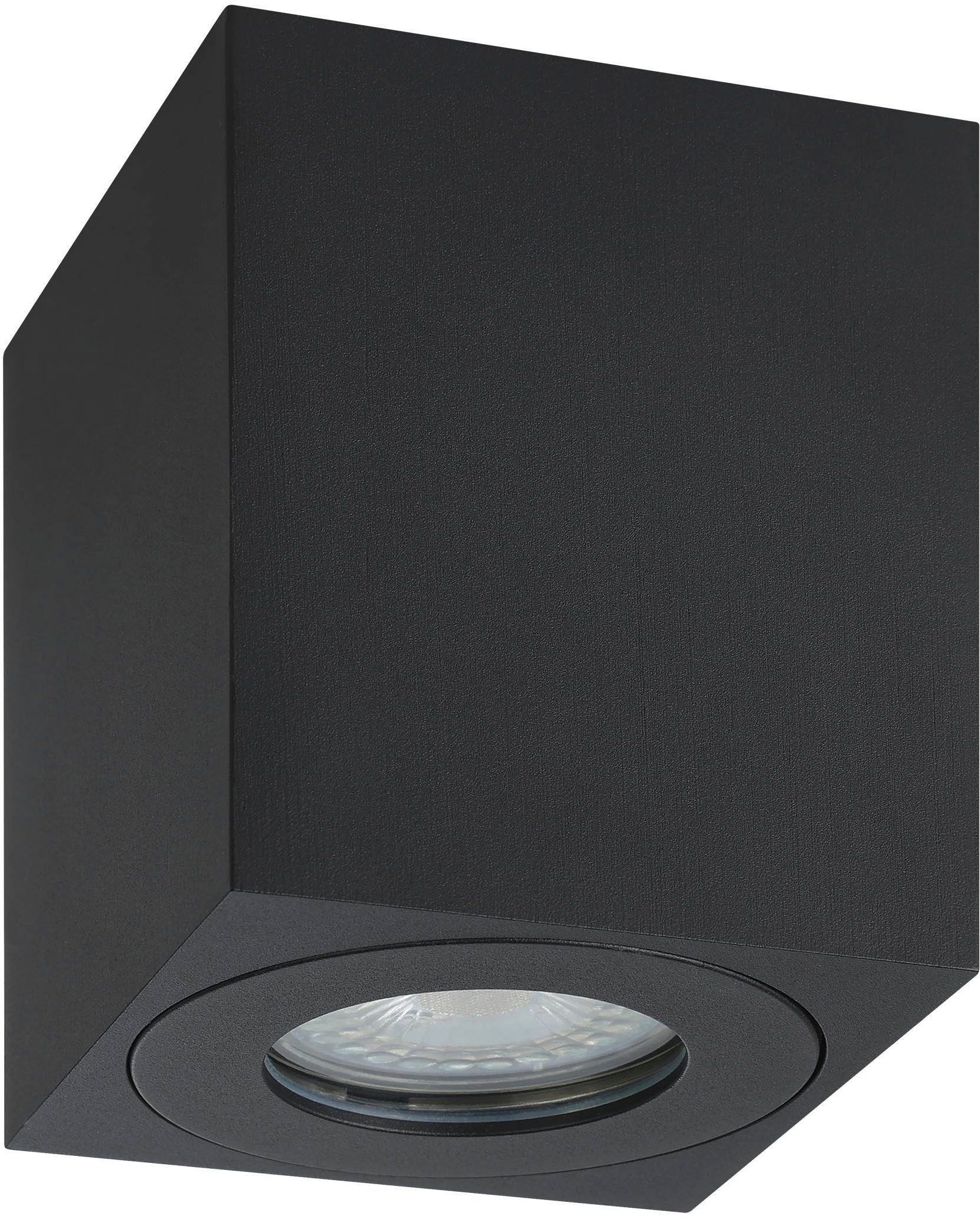 EGLO Deckenleuchte »Torrecola Deckenlampe, Außenbeleuchtunga us Aluminium, GU10, Lampe« GU10 1 Stk. Wand-/Deckenleuchte - L8 x B8 x H9,5 cm - schwarz - 1X5W exkl.