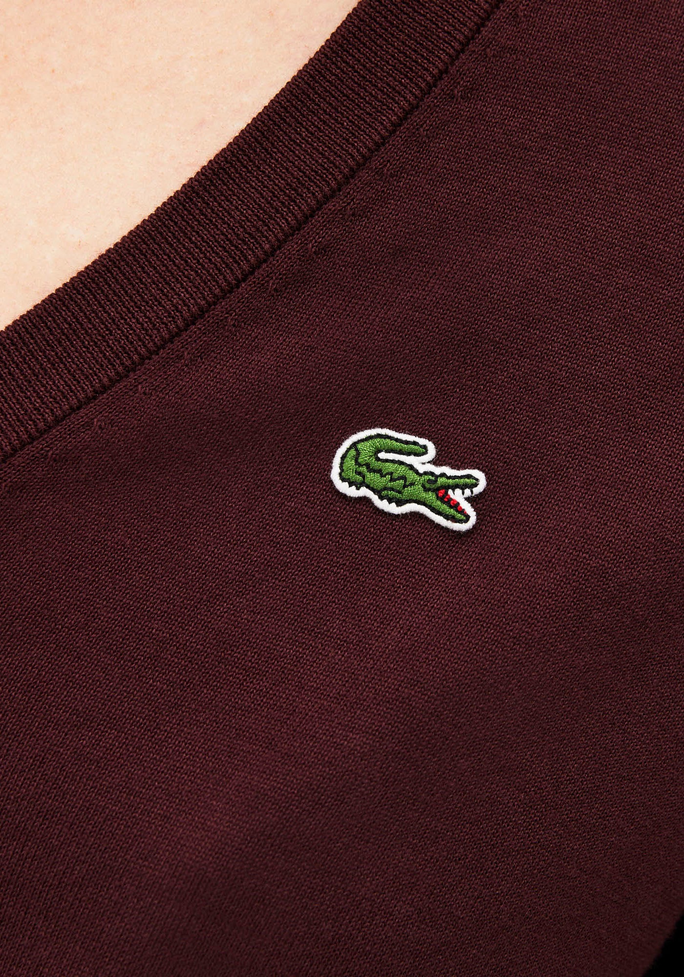 Lacoste V-Ausschnitt-Pullover, aus weichem Baumwoll-Feinstrick