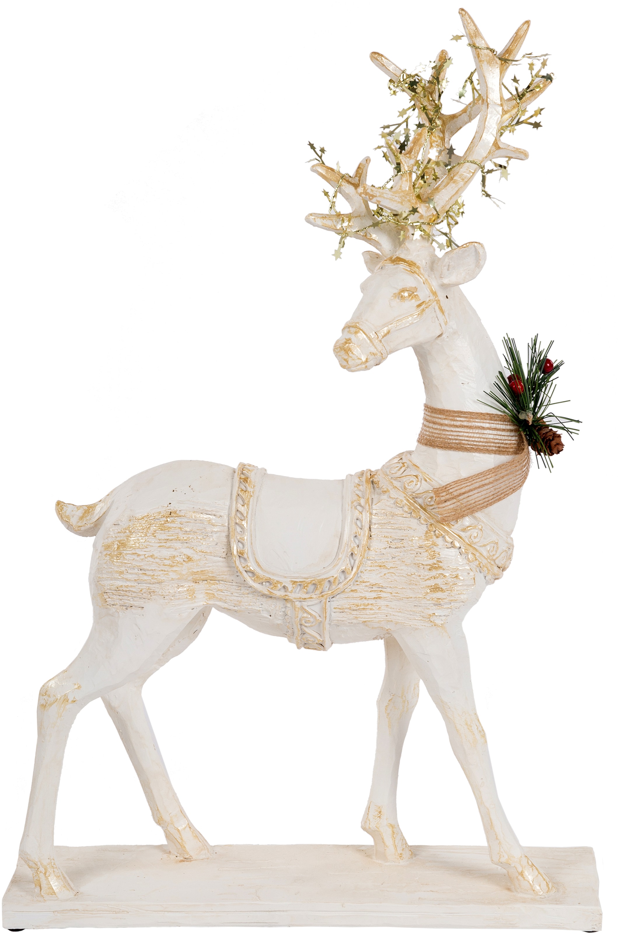 Myflair Möbel & Accessoires Weihnachtsfigur »Weihnachtsdeko«, Hirsch mit  geschmücktem Geweih, aus Keramik, Höhe ca. 47 cm im OTTO Online Shop