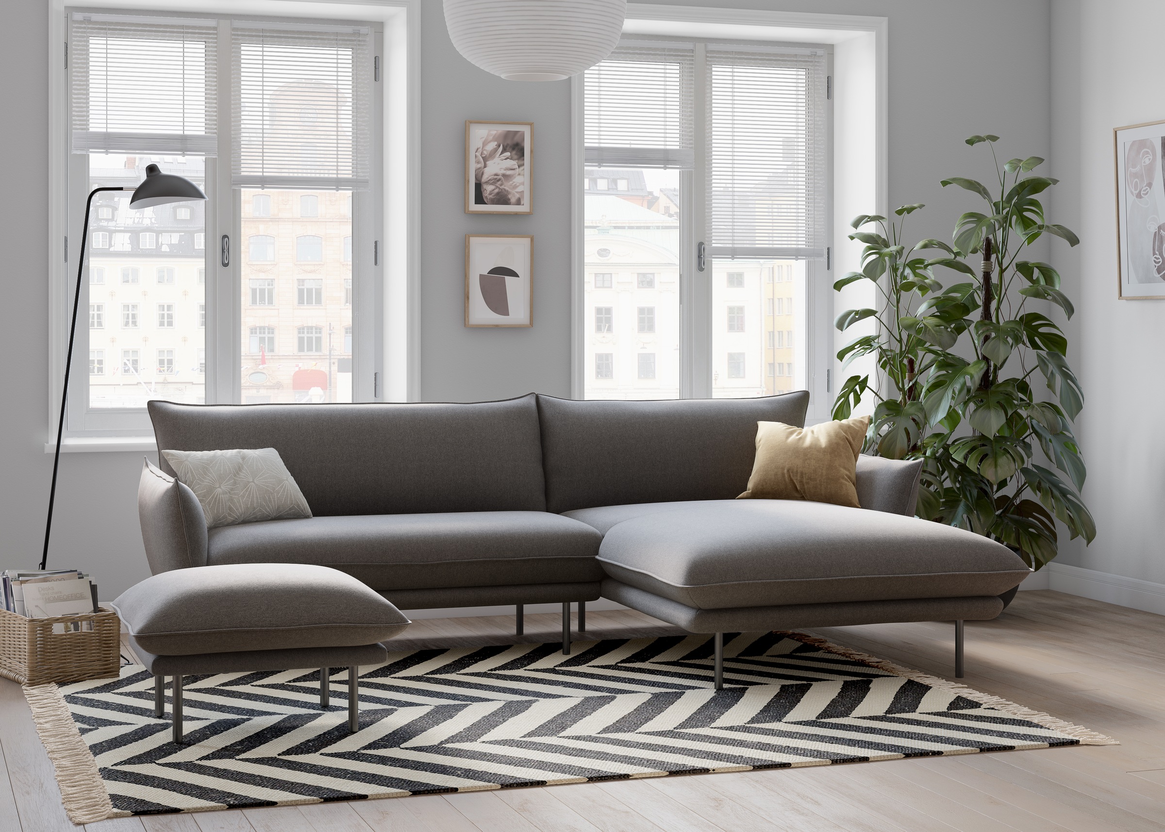 andas Ecksofa »Stine L-Form«, Besonderes Design durch Kissenoptik und Keder, by Morten Georgsen