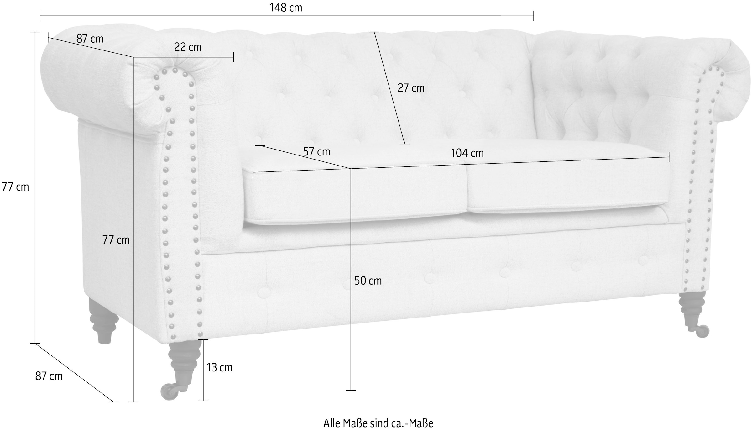Home affaire Chesterfield-Sofa »Aarburg«, aufwändige Knopfheftung und Ziernägel im Chesterfield-Design