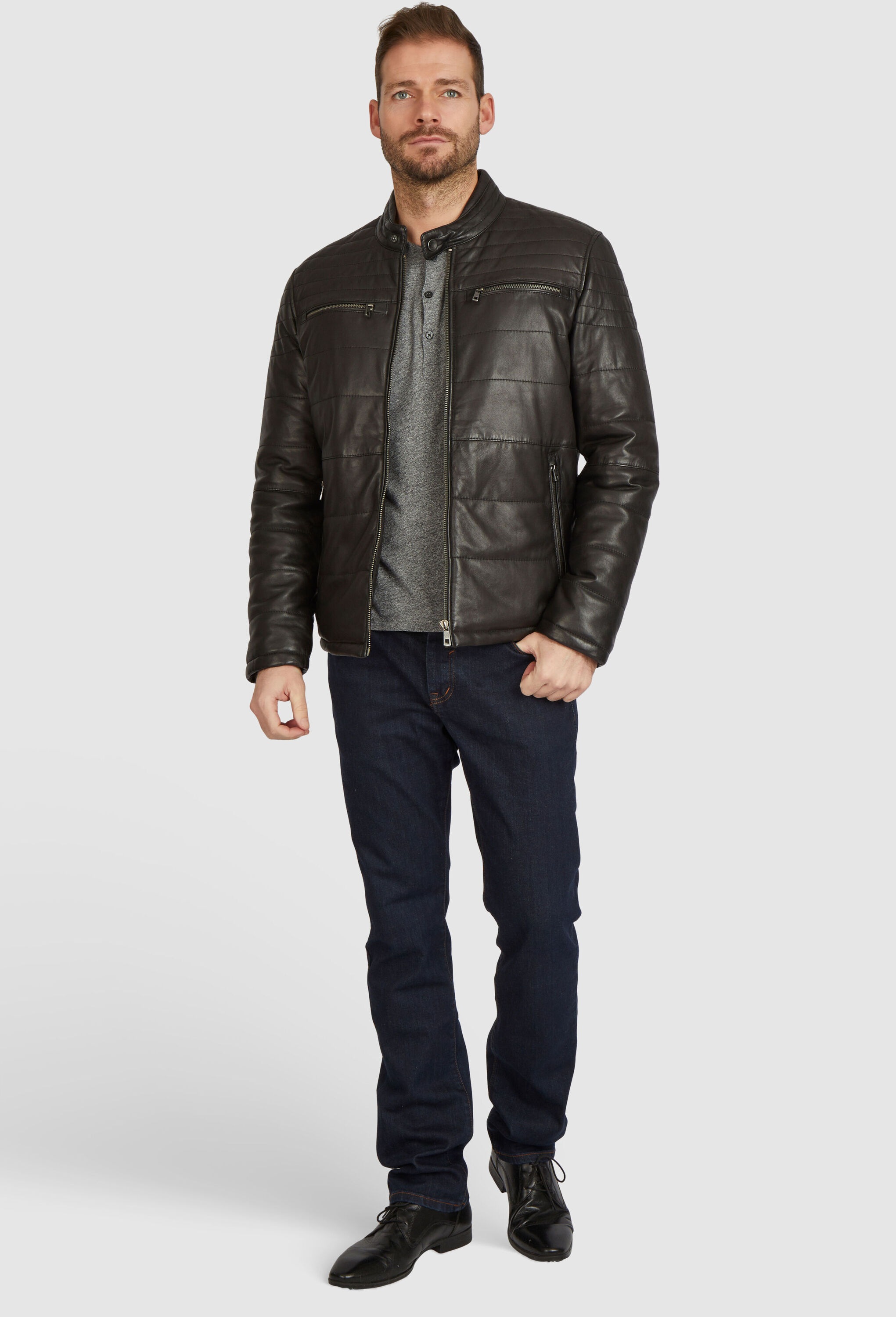 bugatti Lederjacke »BUBOSLEY« ohne Kapuze mit Stehkragen