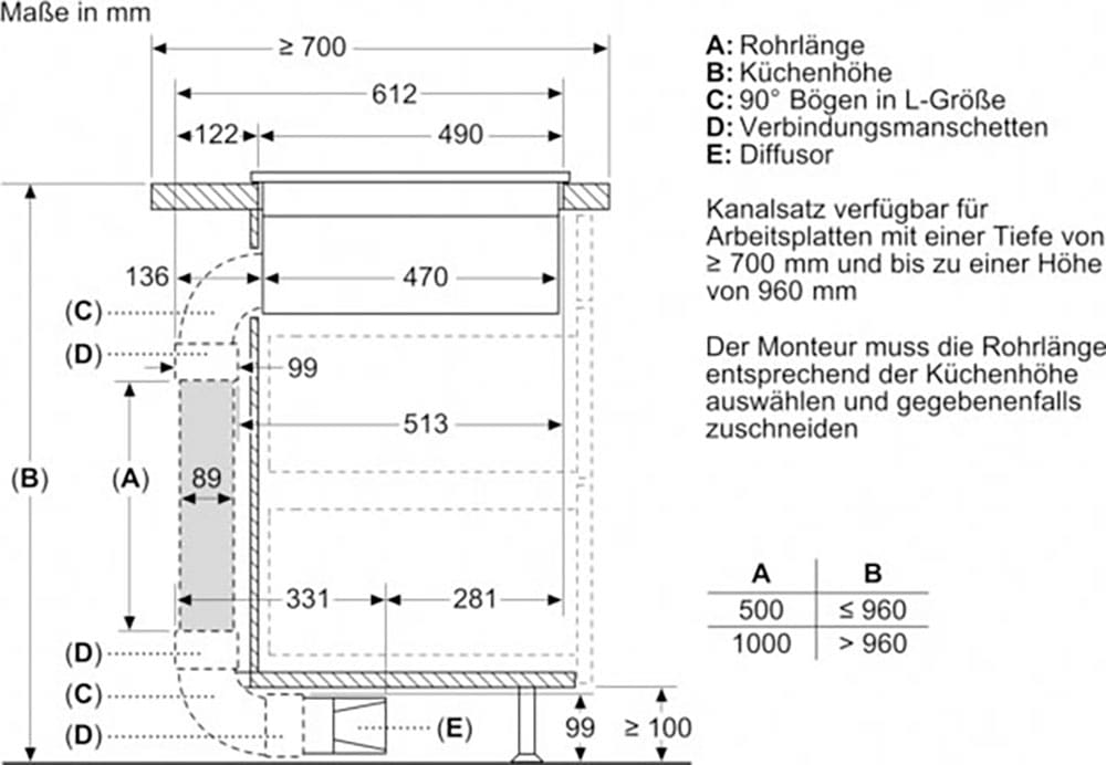 NEFF Kochfeld mit Dunstabzug »V58NBS1L0«, mit einfacher Touch Control Bedienung