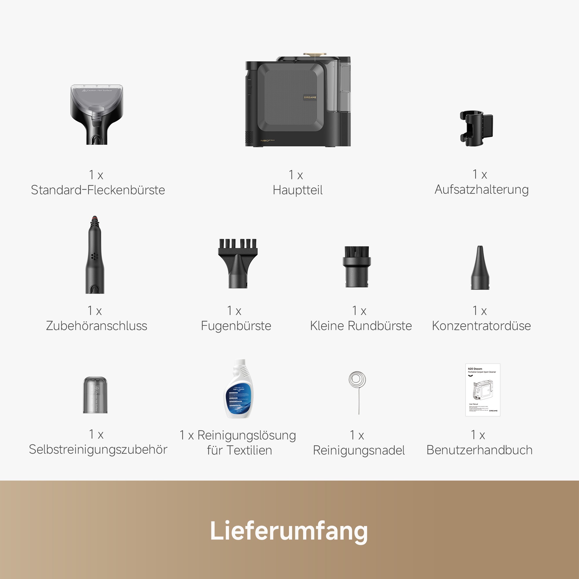 Dreame Dampfreiniger »N20 Steam« 4 Düsen, Heißwasser, Dampf, 600 W