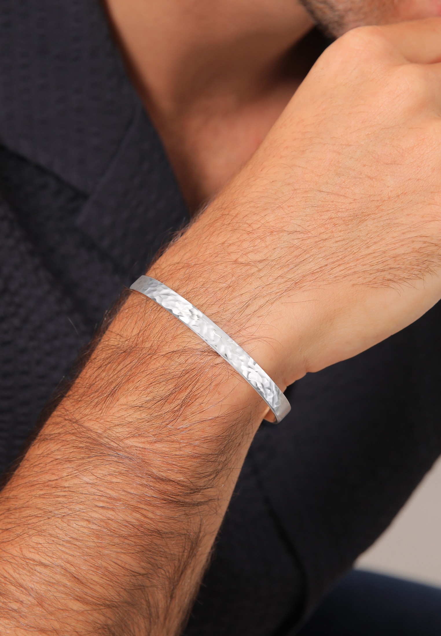 Kuzzoi Armreif »Armband Herren Basic Bangle Matt 925 Silber«