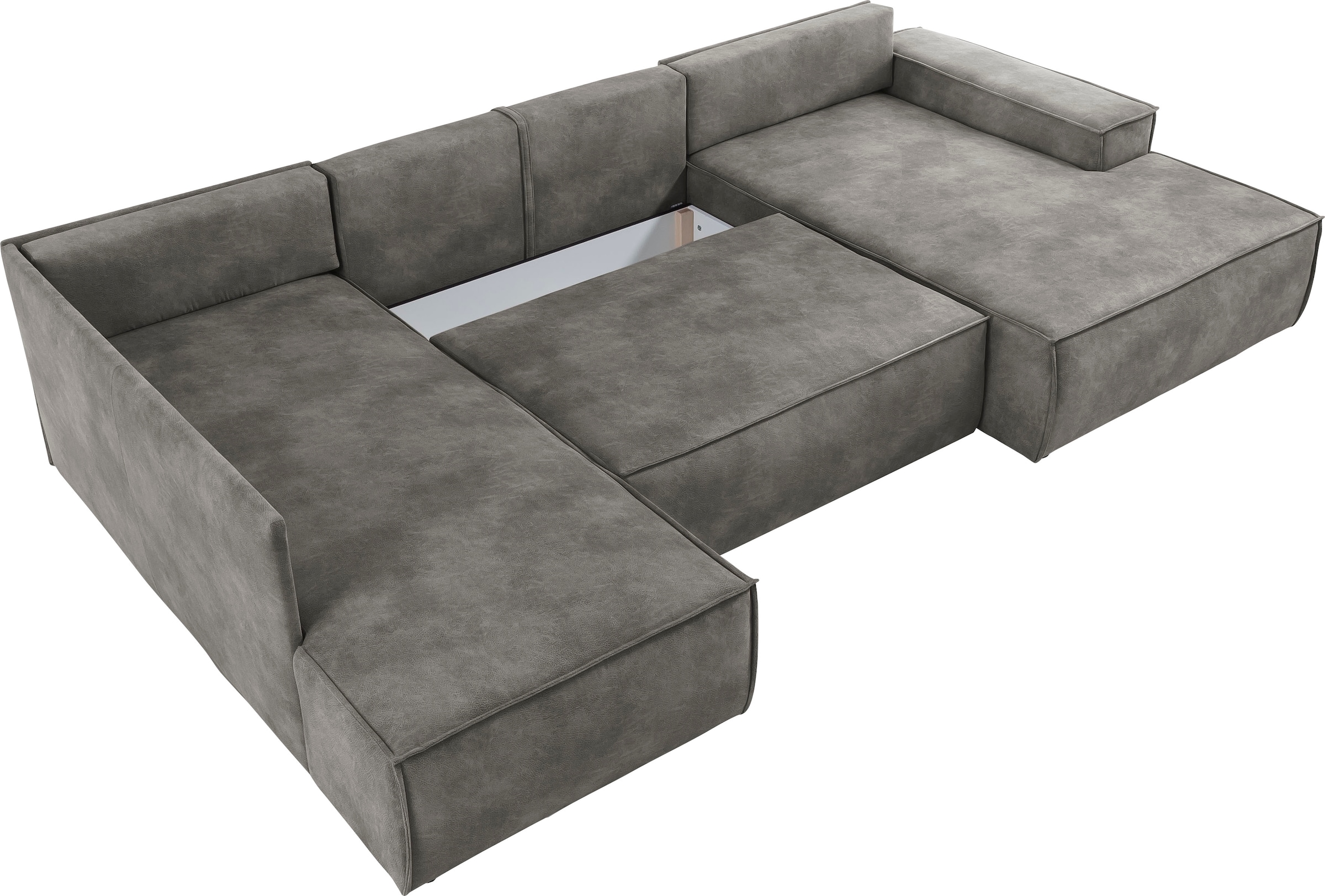 Home affaire Wohnlandschaft »SHERWOOD 329 cm, U-Form, Schlafsofa,«, Schlaffunktion m. Bettkasten (194x139 cm), Cord, Vintage, Samtvelours