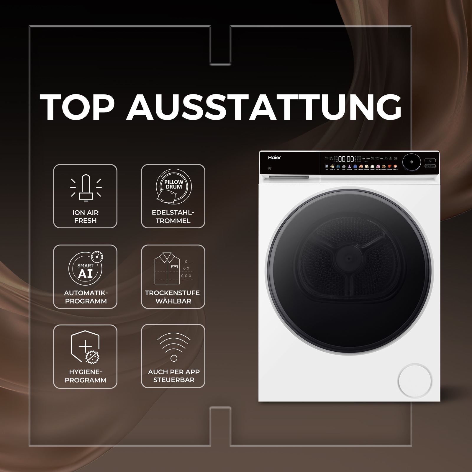 Haier Wärmepumpentrockner »HD90-B667U1« G7 Serie Smart AI Automatikprogramm & Ion Air Fresh