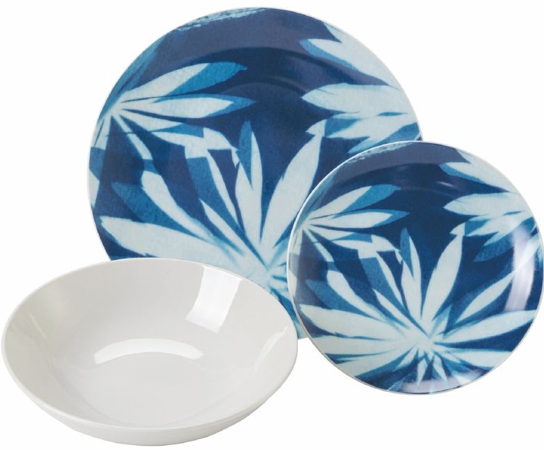 Villa d'Este Tafelservice »Geschirr-Set, Service Sensation blue«, (Set, 18 tlg.), Speiseteller, Suppenteller, Dessertteller, 18 Teile, für 6 Personen