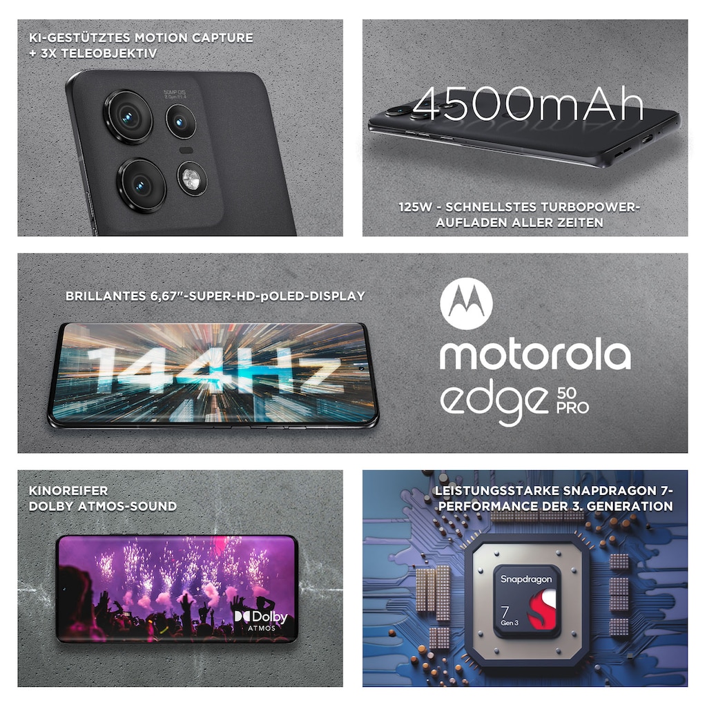 Motorola Smartphone »moto edge50 Pro«, schwarz, 16,94 cm/6,67 Zoll, 512 GB Speicherplatz, 50 MP Kamera