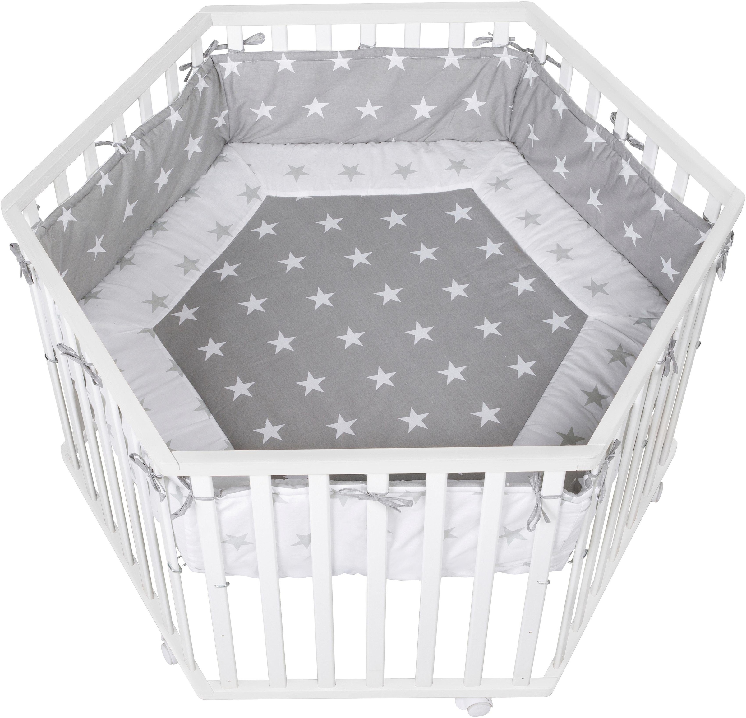 roba® Laufgitter »Little Stars, Nestchen Stoffeinlage mit und OTTO 15 6-eckig«, natur, bei kg, bis