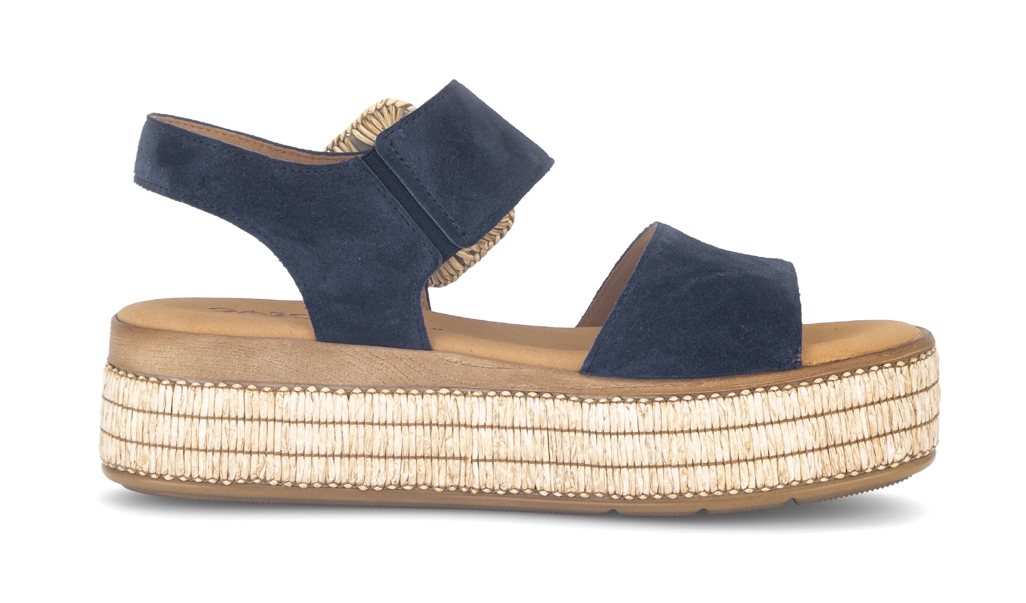 Gabor Keilsandalette  Plateau, Sandale, Sommerschuh mit dekorativer Zierschnalle aus Bast