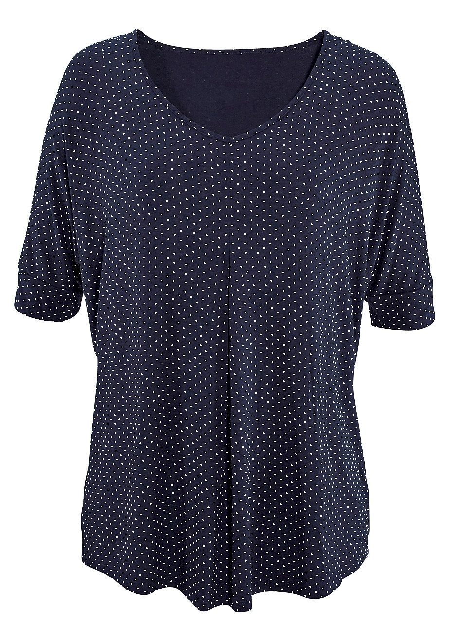 LASCANA T-Shirt, mit Kellerfalte und Pünktchen-Druck im OTTO Online Shop