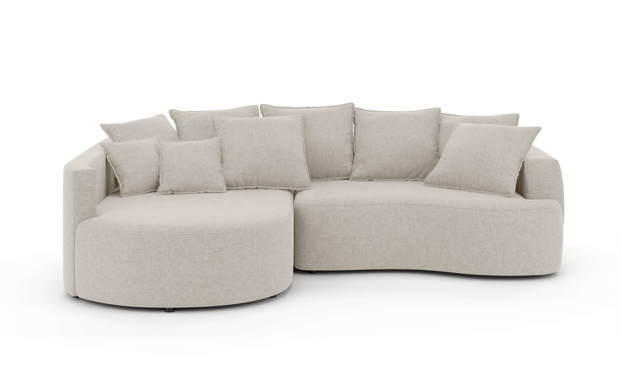 INOSIGN Ecksofa »Kahekili, Schlafsofa mit Bettkasten, Maße B/T/H: 255/181/90/ cm« L-Form mit Wellenunterfederung, 7 Rückenkissen und 2 Zierkissen