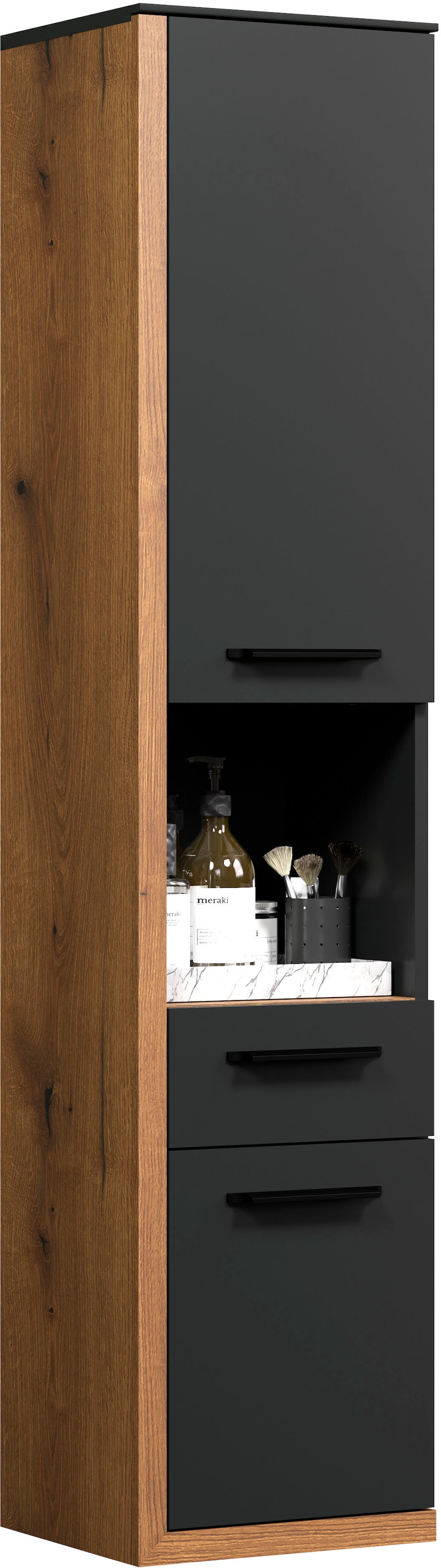 INOSIGN Midischrank »Premont«, (1 St.), grauer Bad-Hängeschrank, 35 cm x 157 cm hoch, Soft-Close, 2 Türen