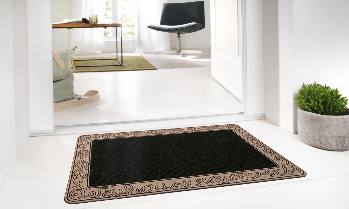 Home2Fashion Fußmatte »Urban Clean, LAGERRÄUMUNG!«, rechteckig, 10 mm Höhe, Schmutzfangmatte mit Bordüre & Schriftzug, robust, Outdoor geeignet