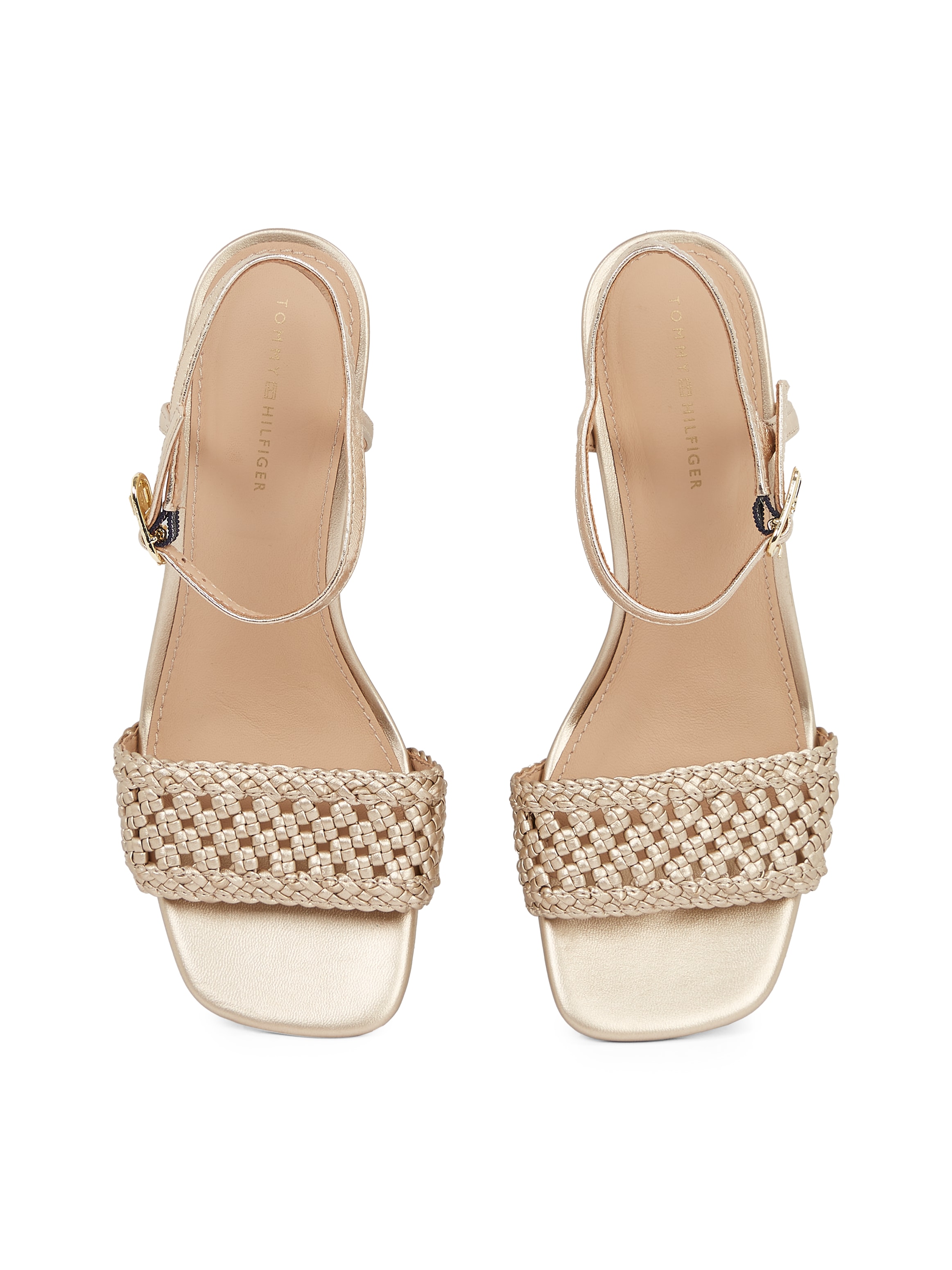 Tommy Hilfiger Sandalette »METALLIC LTHR KITTEN SANDAL«, Stilettoabsatz, Festtagsschuh, Abendschuh mit Bandage in Flechtoptik