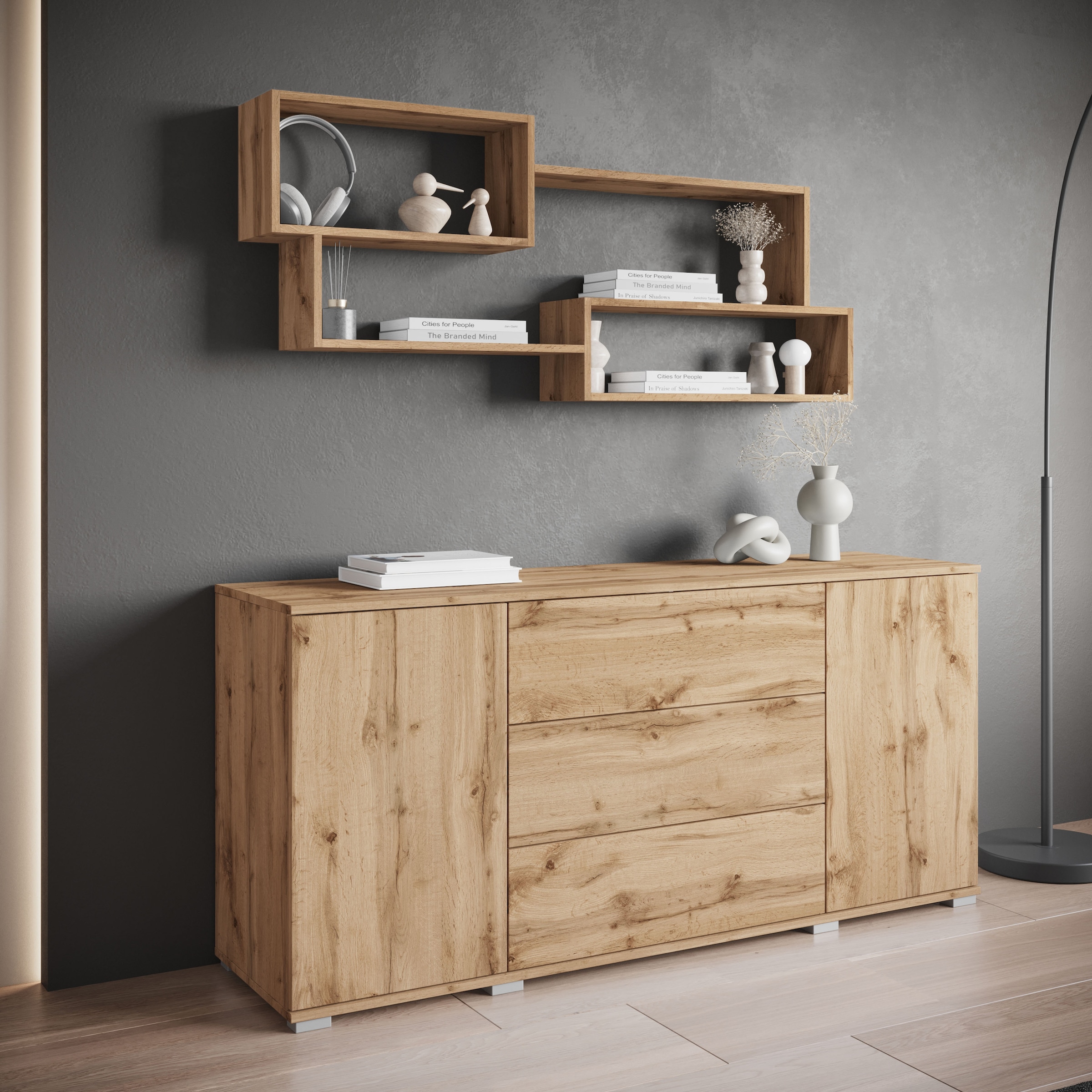 INOSIGN Wandboard »Wandregal Trio«, (1 St.), Ideal als Bücherregal, Dekoregal oder Ablage im Büro